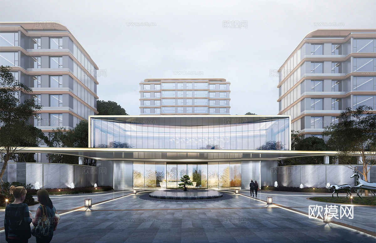 现代售楼处建筑 售楼部建筑su模型