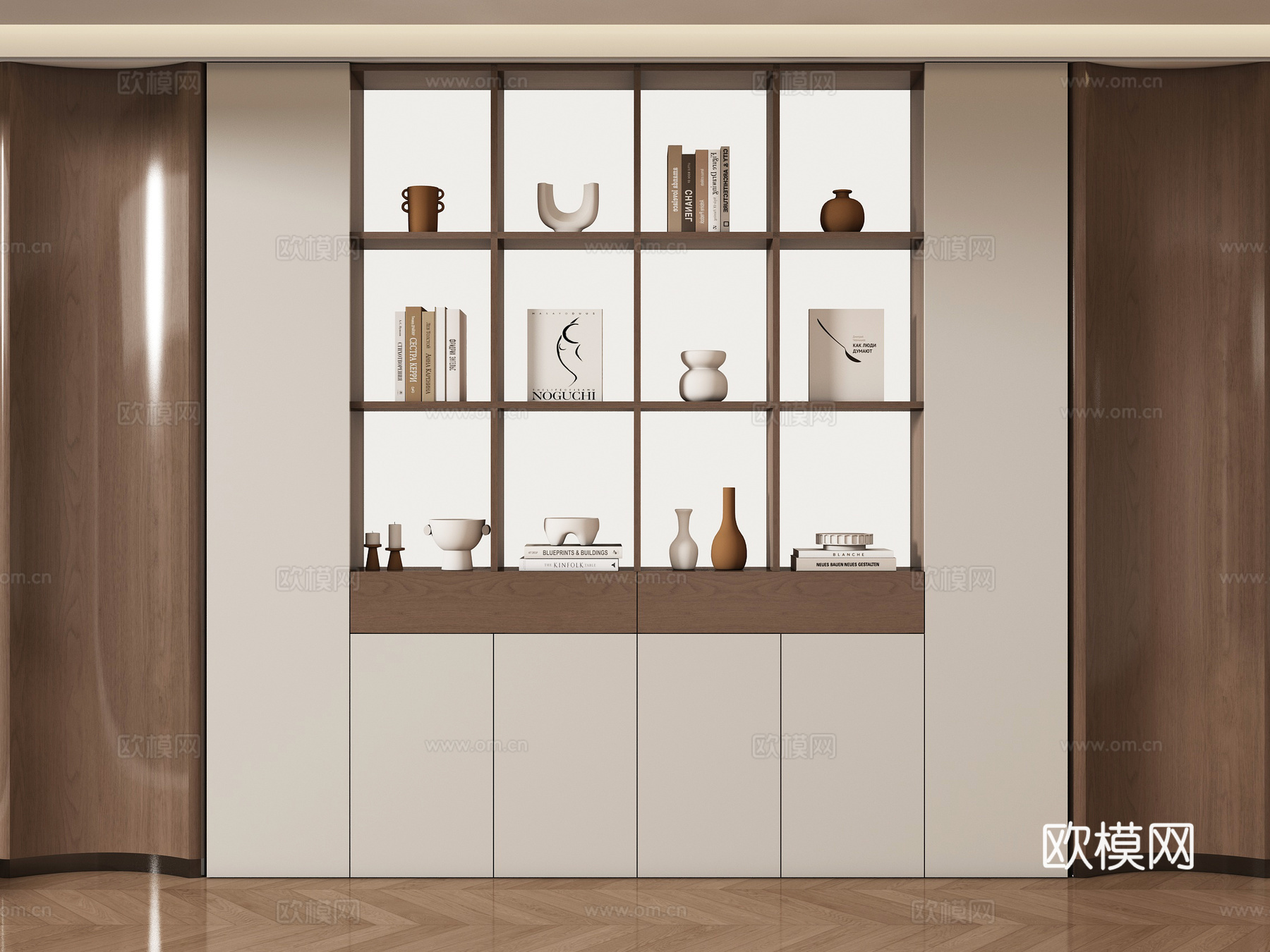 现代书柜 储物柜 茶柜 背景柜 边柜3d模型