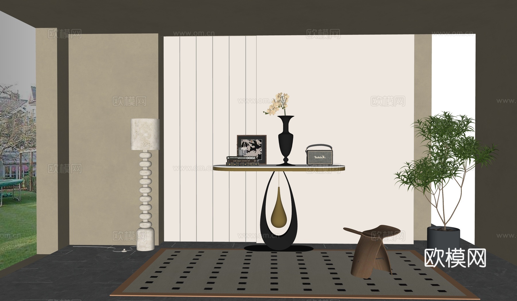 现代轻奢端景台su模型