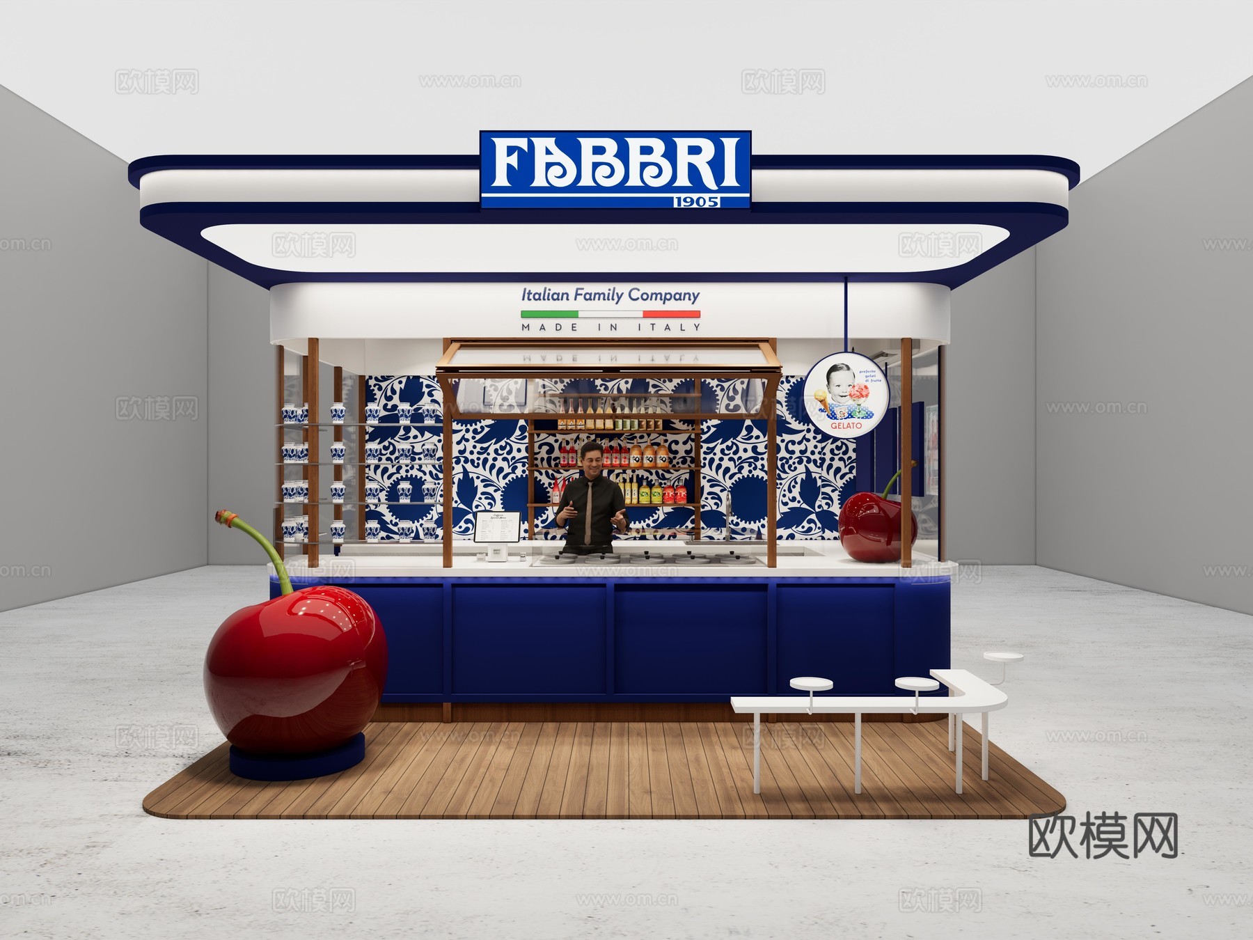 意大利冰淇淋效果图施工图cad施工图下载（渲染图1）