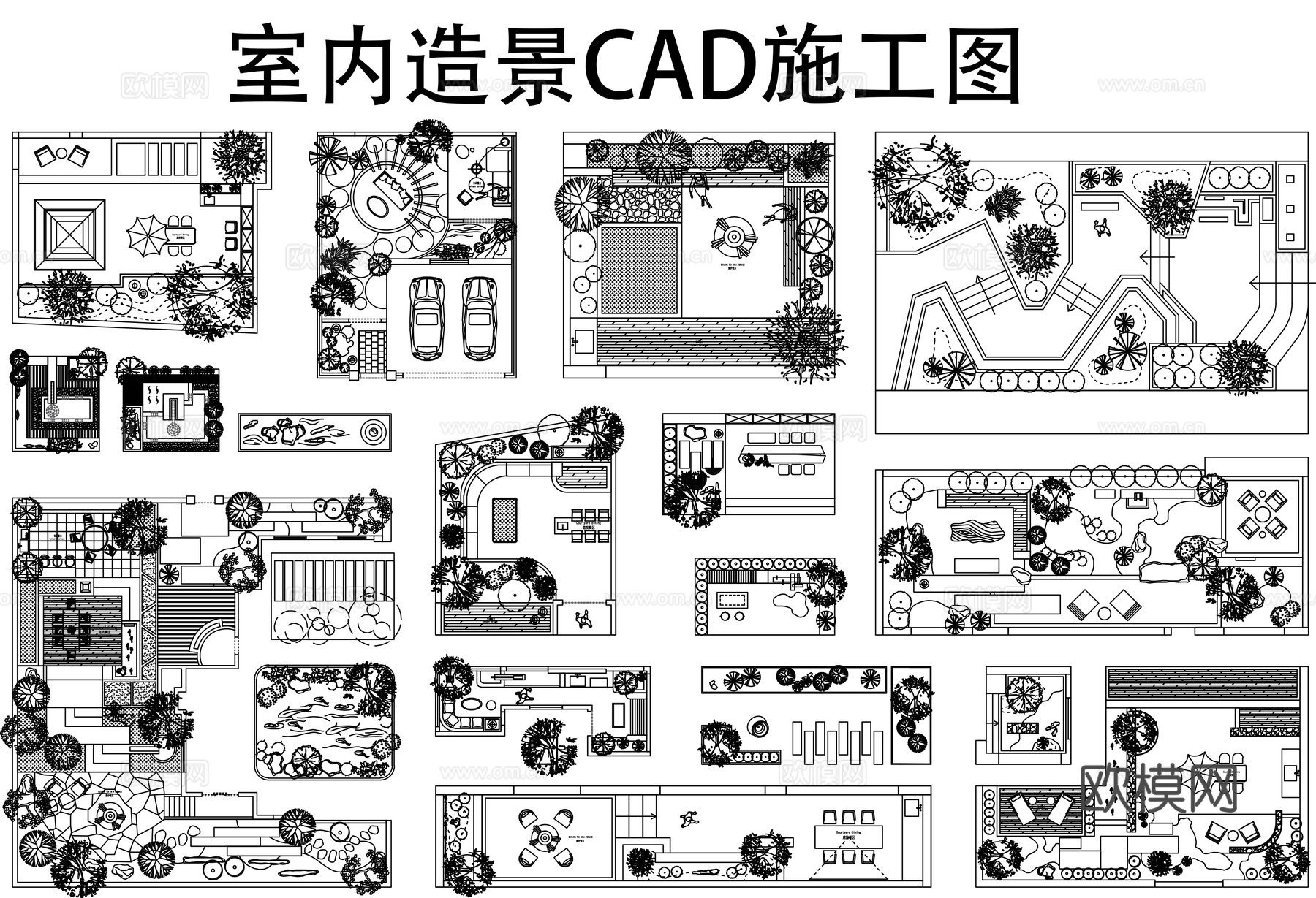 室内造景庭院造景CAD平面图cad施工图下载