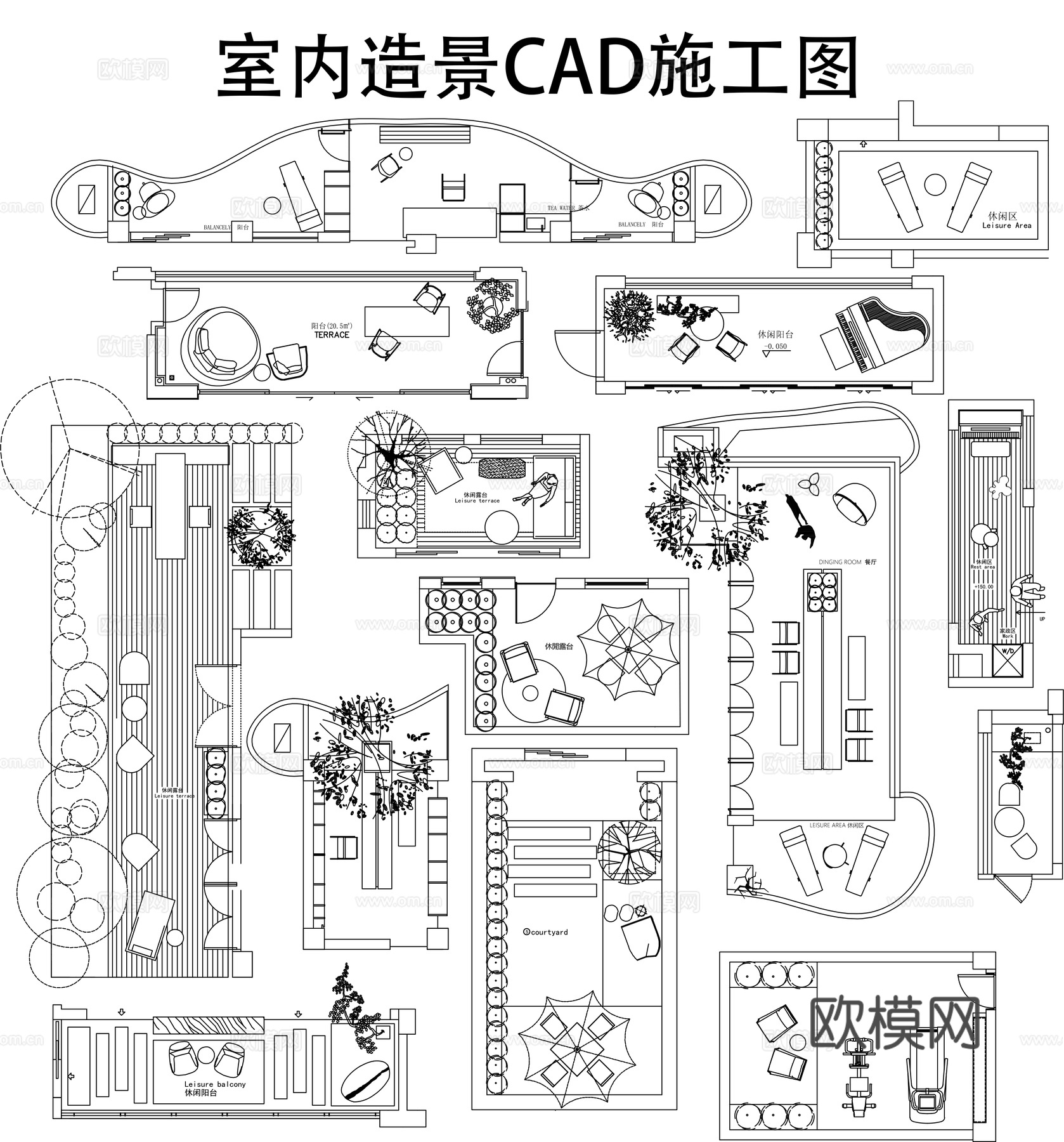 室内造景庭院造景CAD平面图cad施工图下载（渲染图1）