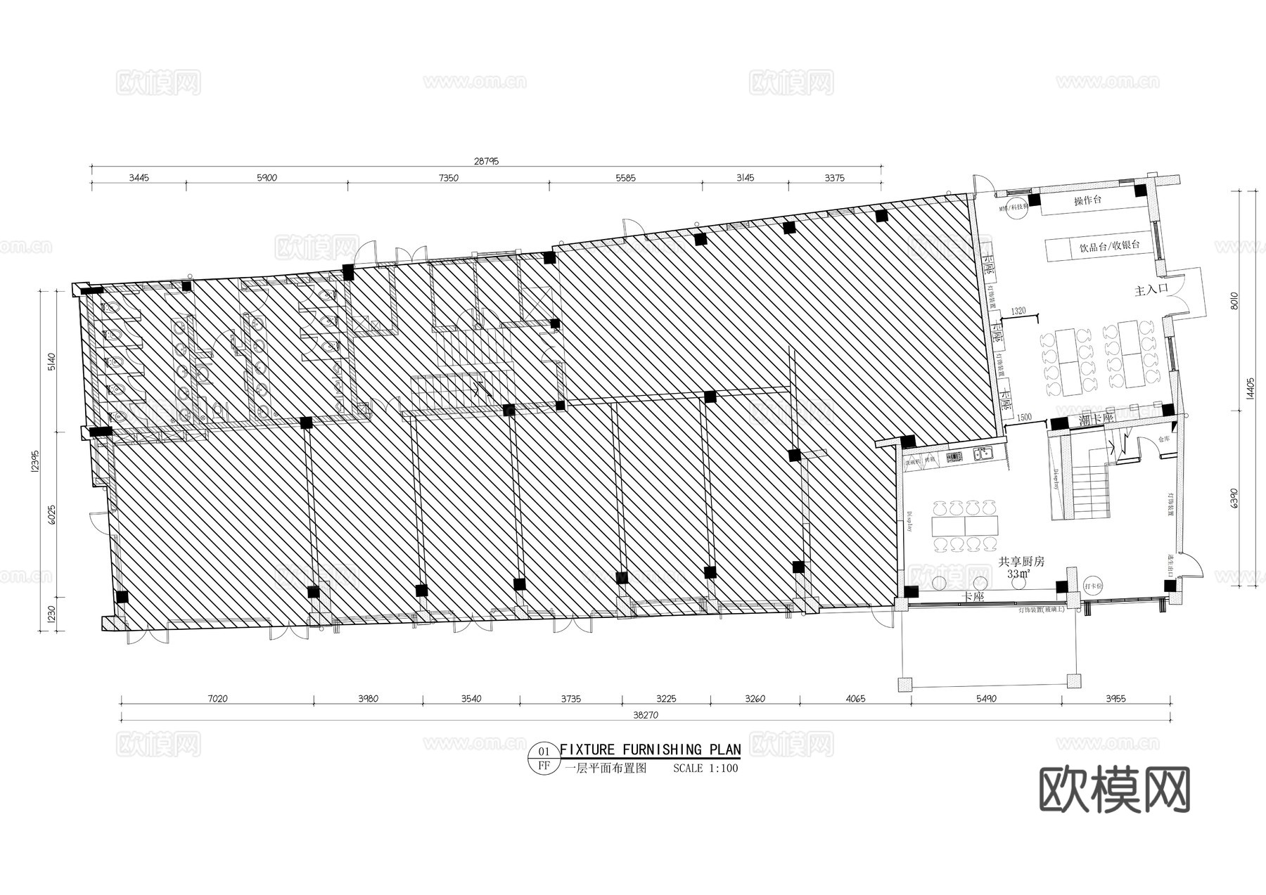 剧本杀密室逃脱角色扮演沉浸式剧场平面布置图cad施工图cad施工图下载（渲染图1）