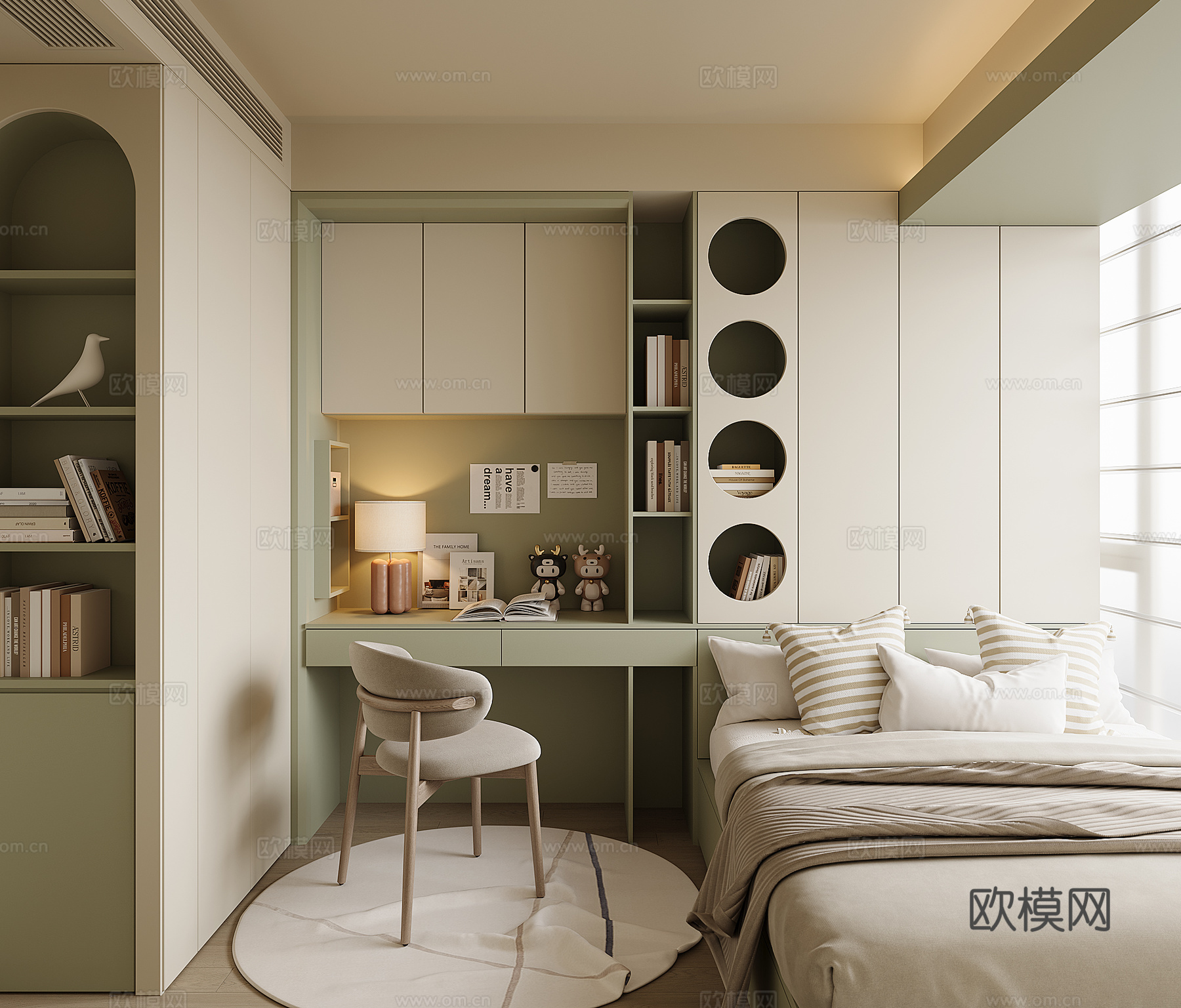 现代榻榻米卧室su模型
