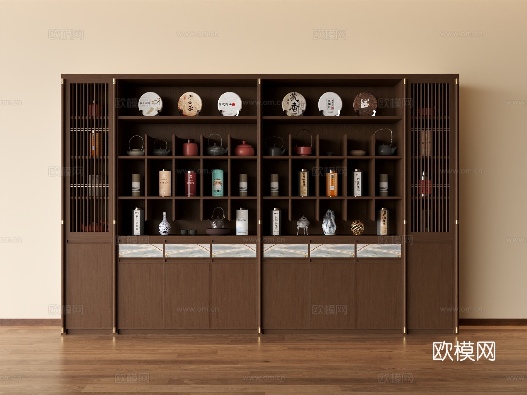 新中式装饰柜3d模型