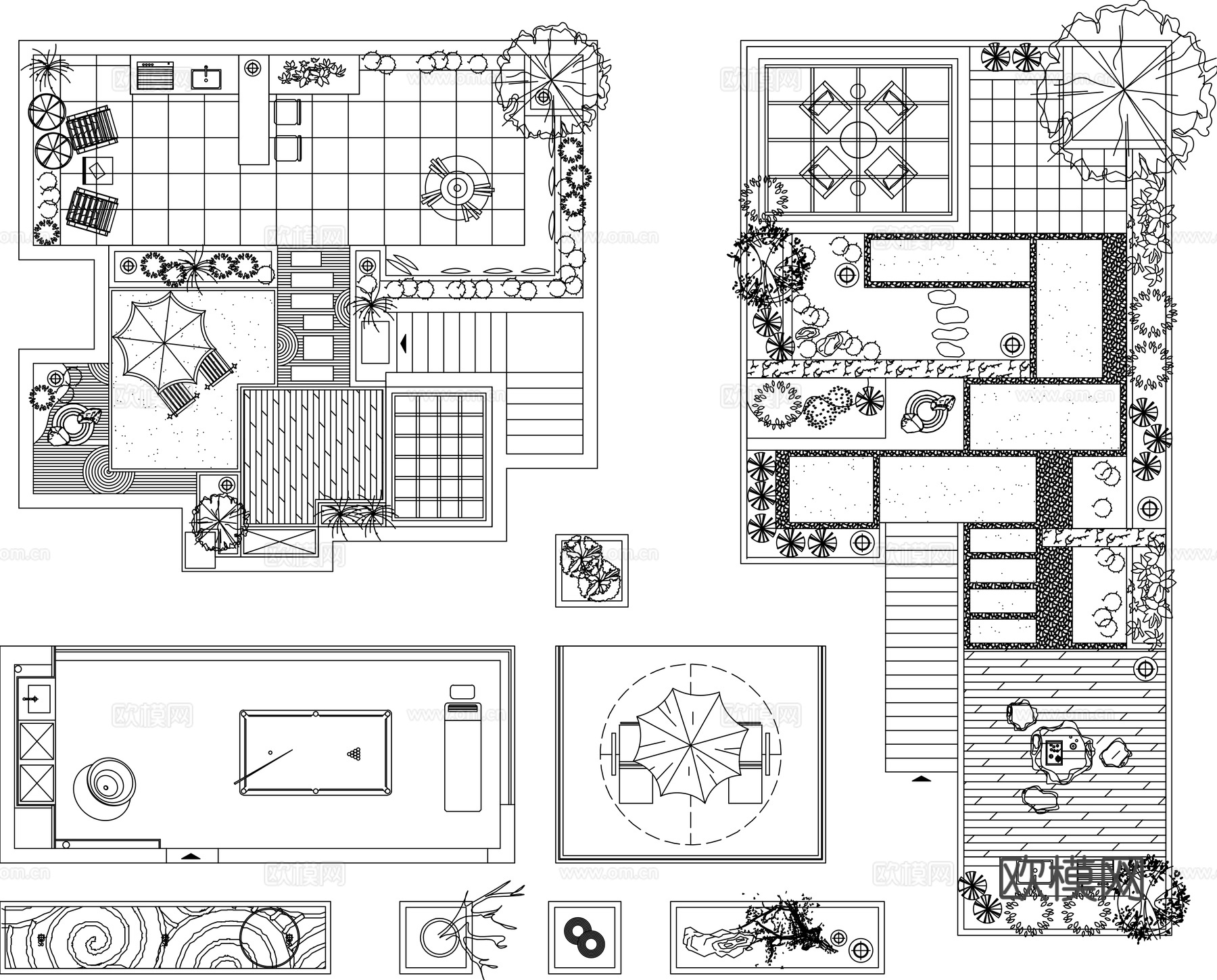 室内造景庭院造景CAD平面图cad施工图下载（渲染图4）