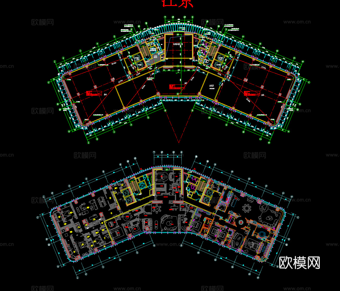 大平层样板房大平层整层cad施工图