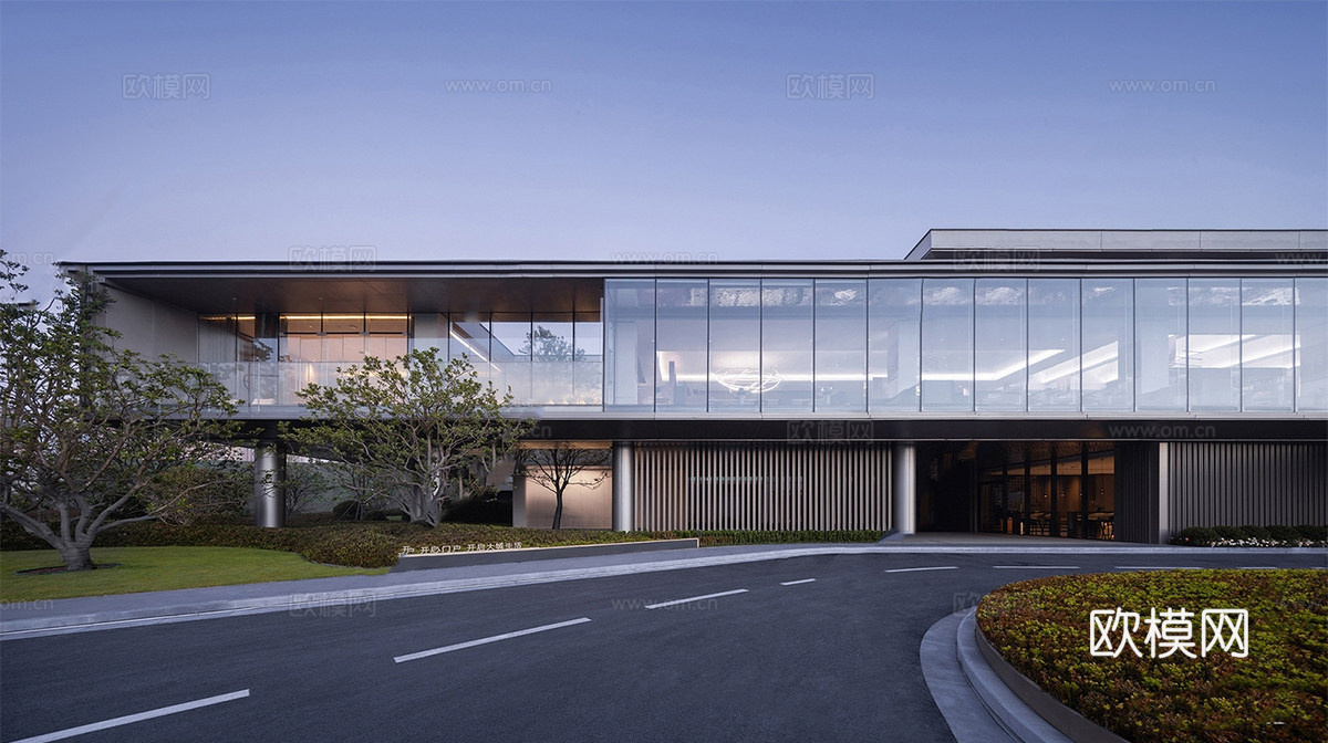 新中式宋风售楼处 售楼部建筑su模型