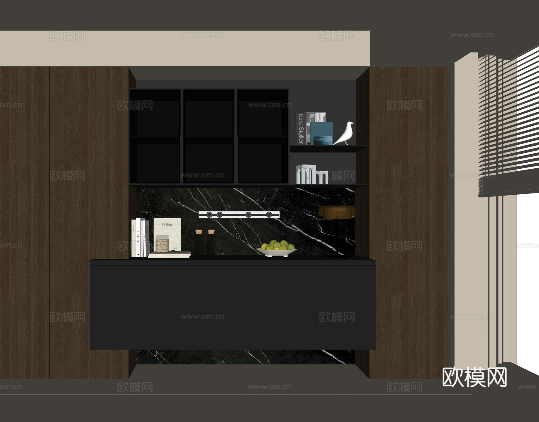 现代酒柜餐边柜su模型