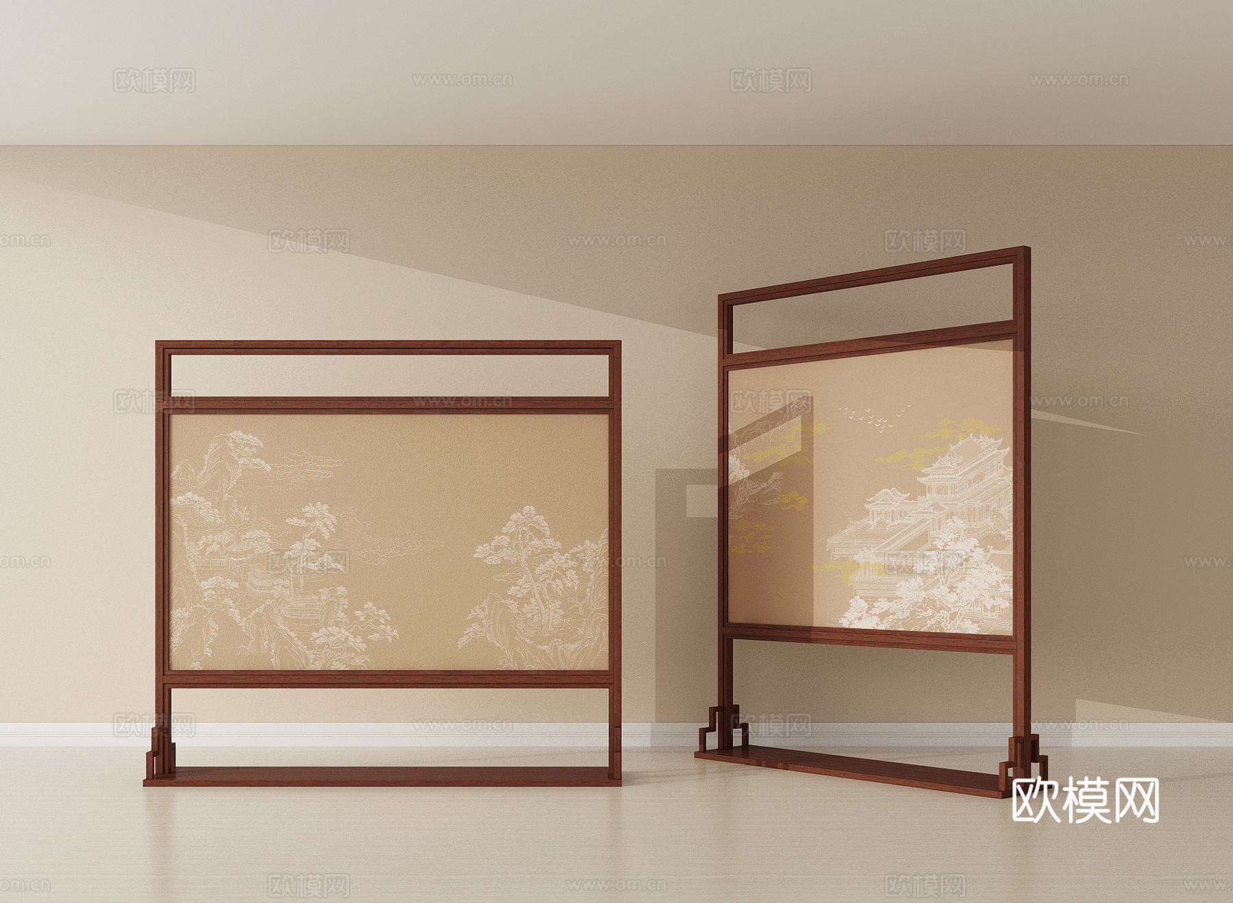 新中式屏风 隔断 木质屏风 木质隔断 复古屏风 复古隔断su模型