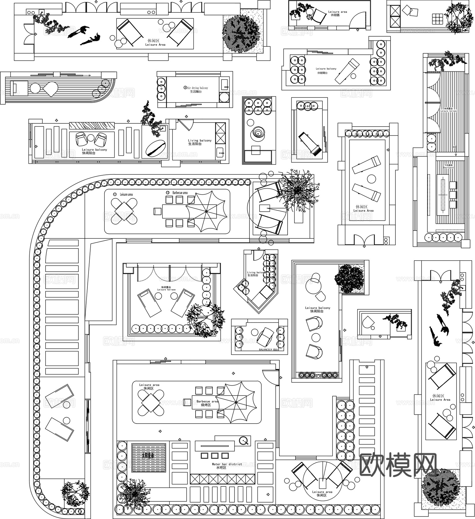 室内造景庭院造景CAD平面图cad施工图下载（渲染图3）