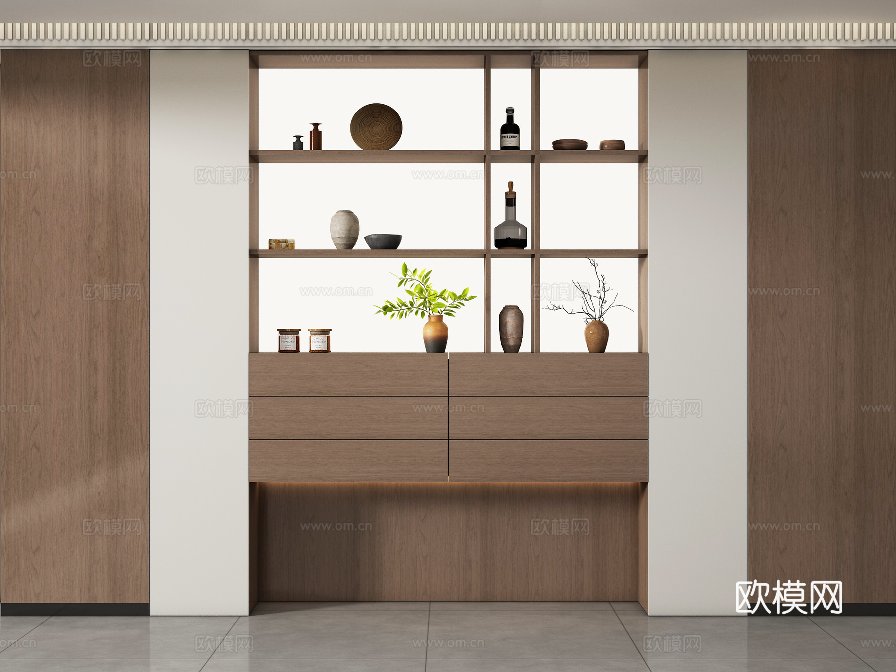现代储物柜 书柜 背景柜 玄关柜su模型su模型