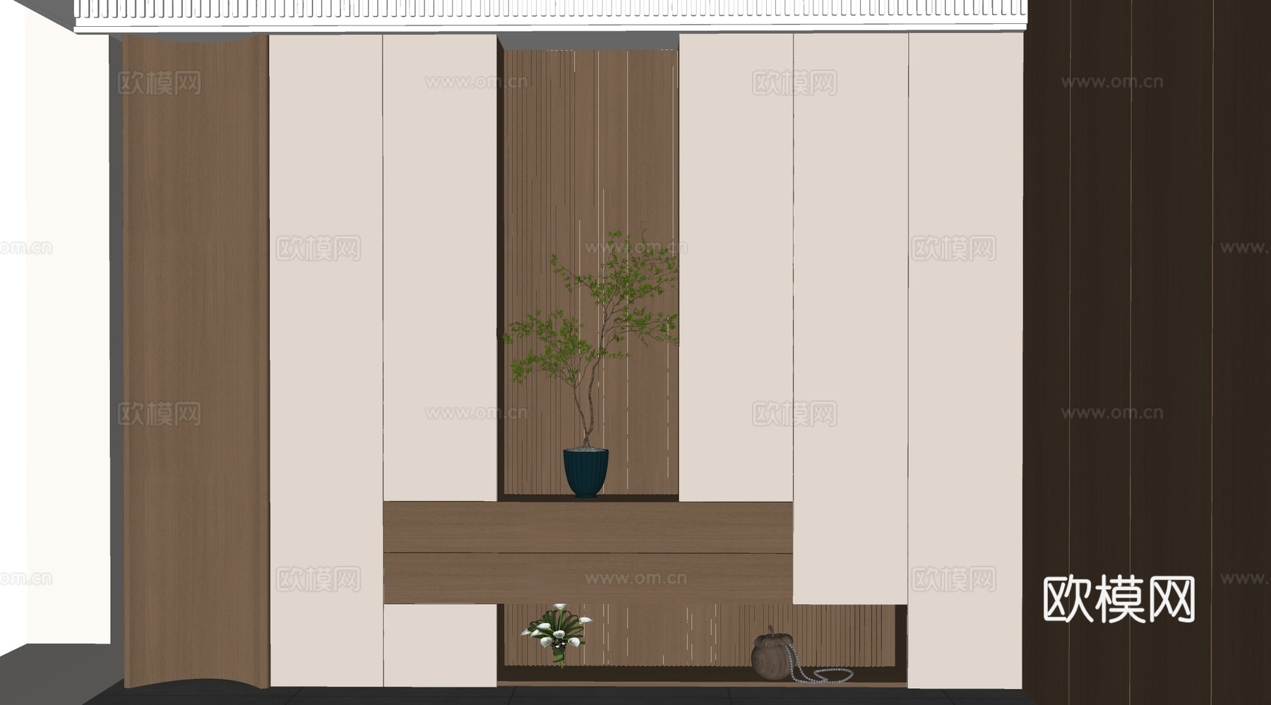 现代玄关柜 储物柜 背景柜 边柜su模型