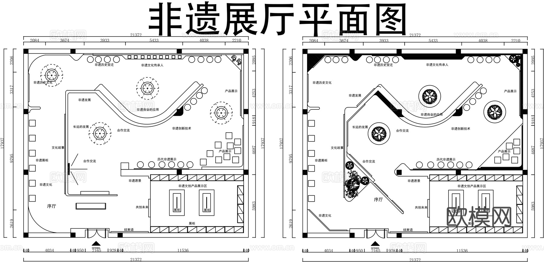 文创店平面图CADcad施工图