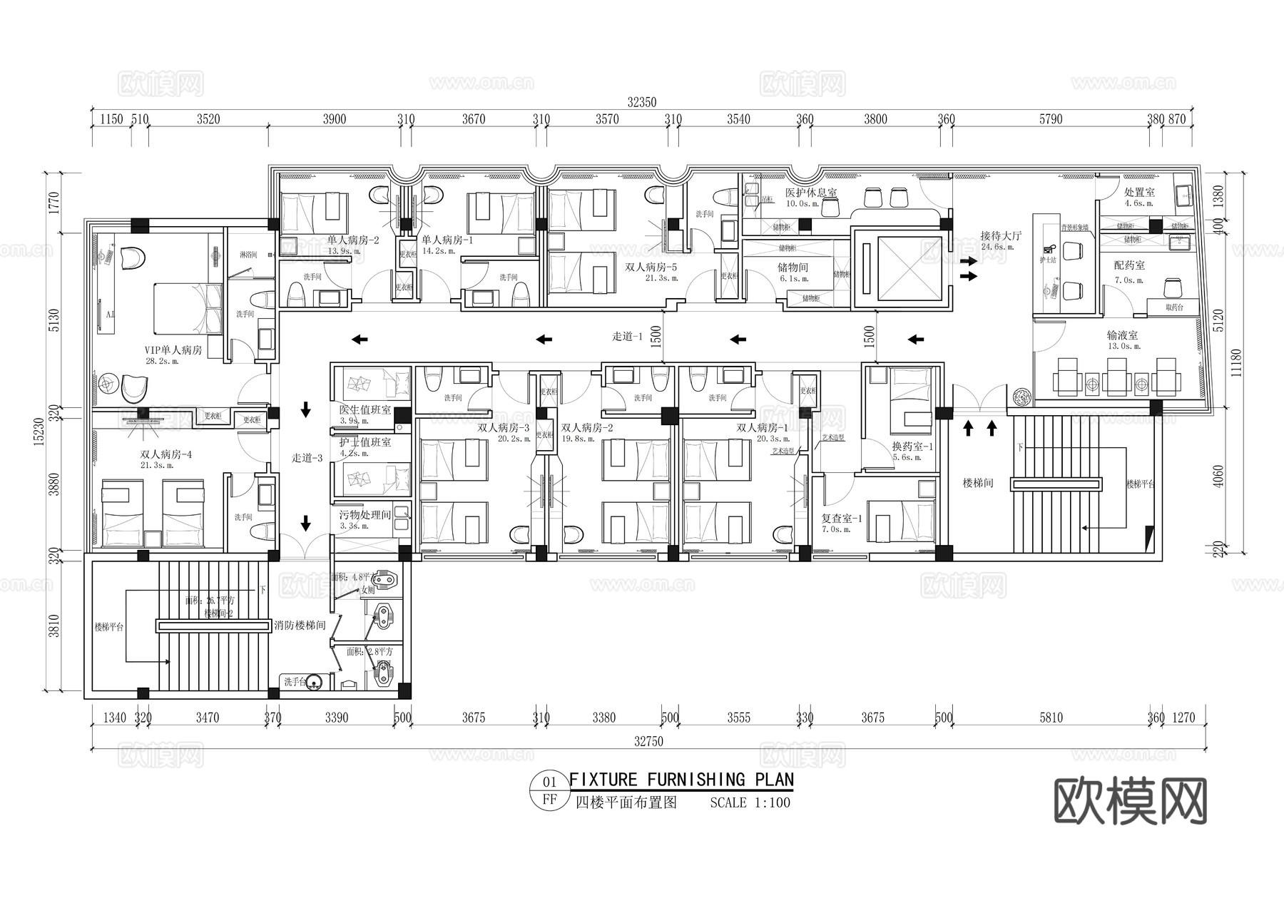 佛山曙光金子医学美容医院平面布置图cad施工图下载（渲染图4）