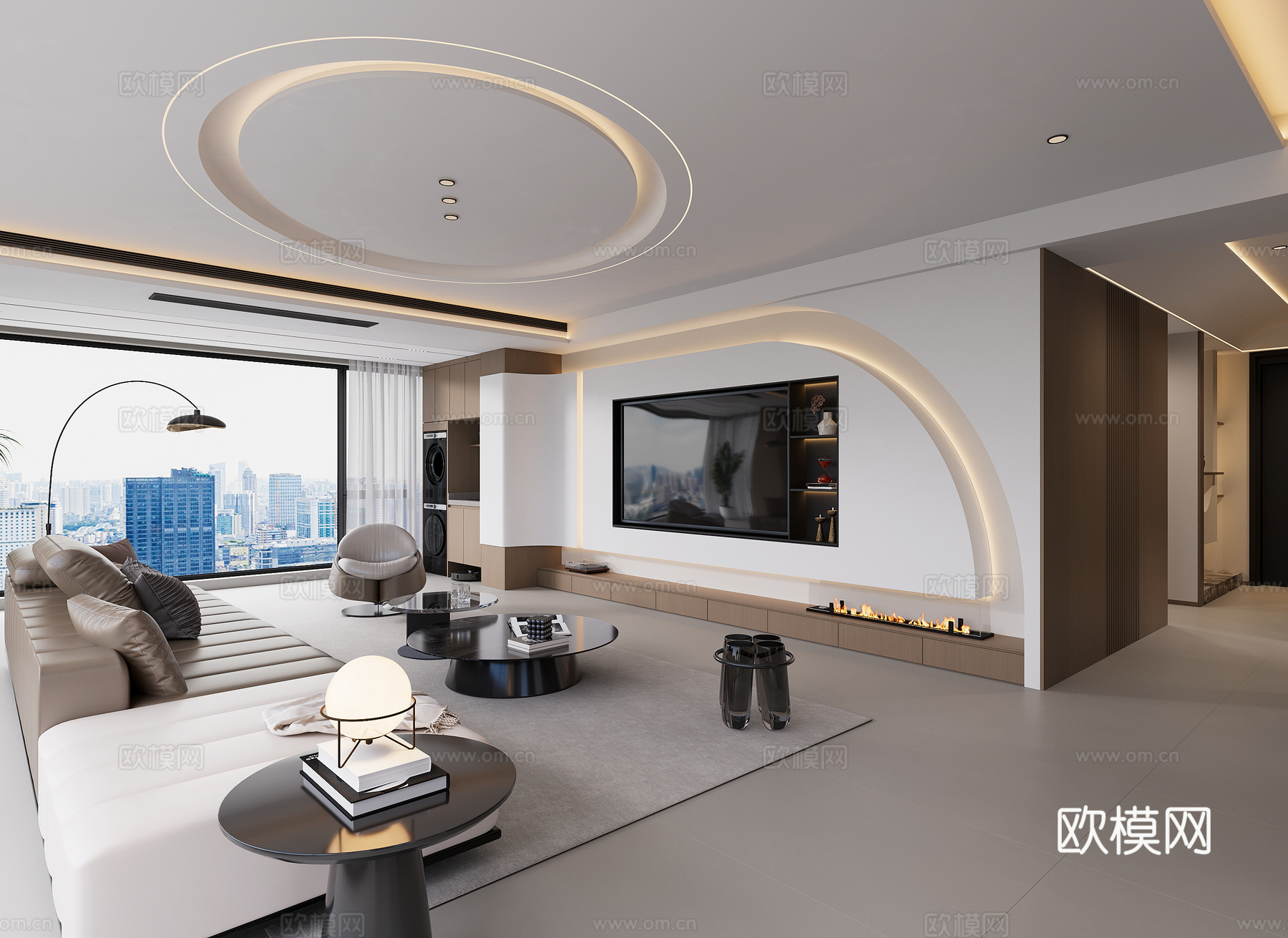 意式无主灯客厅su模型