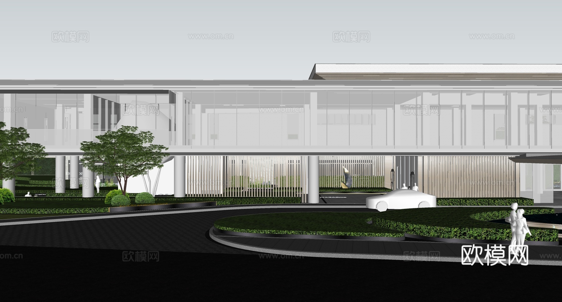 新中式宋风售楼处 售楼部建筑su模型