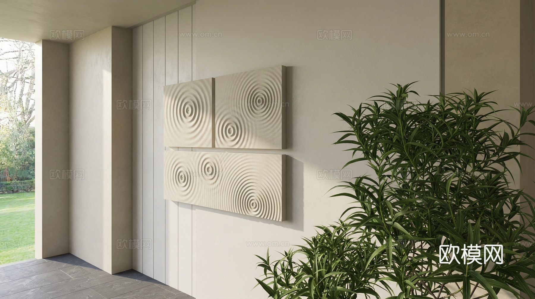 现代背景墙 波纹墙面装饰 涟漪石膏板 涟漪装饰挂件 波纹墙饰su模型