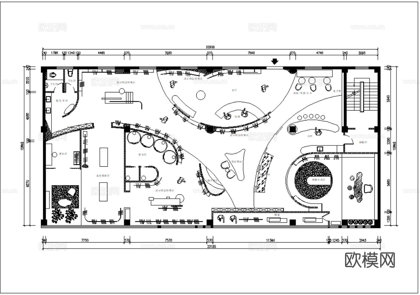 服装店 运动服装店 运动鞋包专卖店 休闲服装店 男装女装 男cad施工图