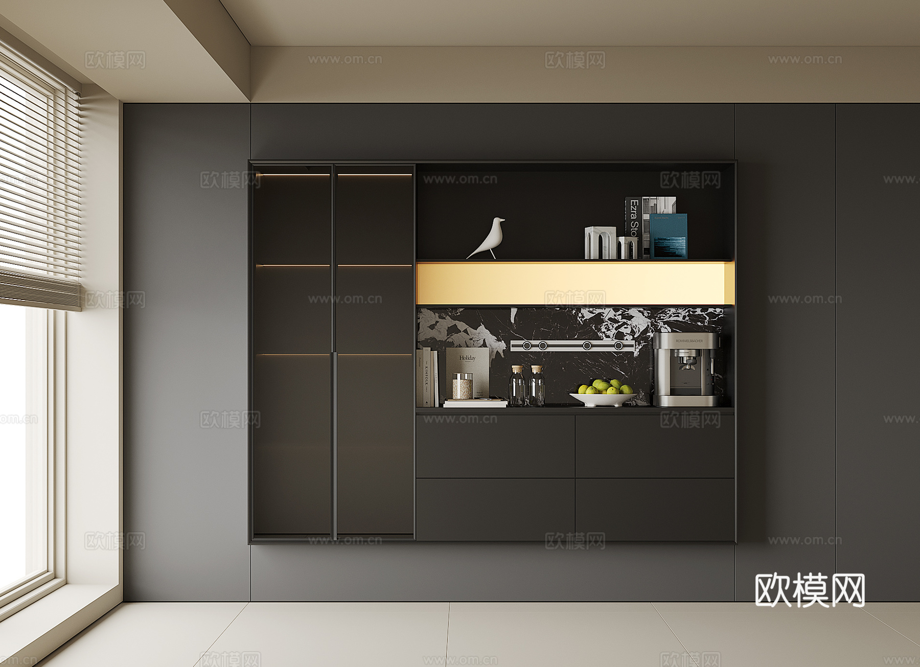 现代酒柜餐边柜3d模型