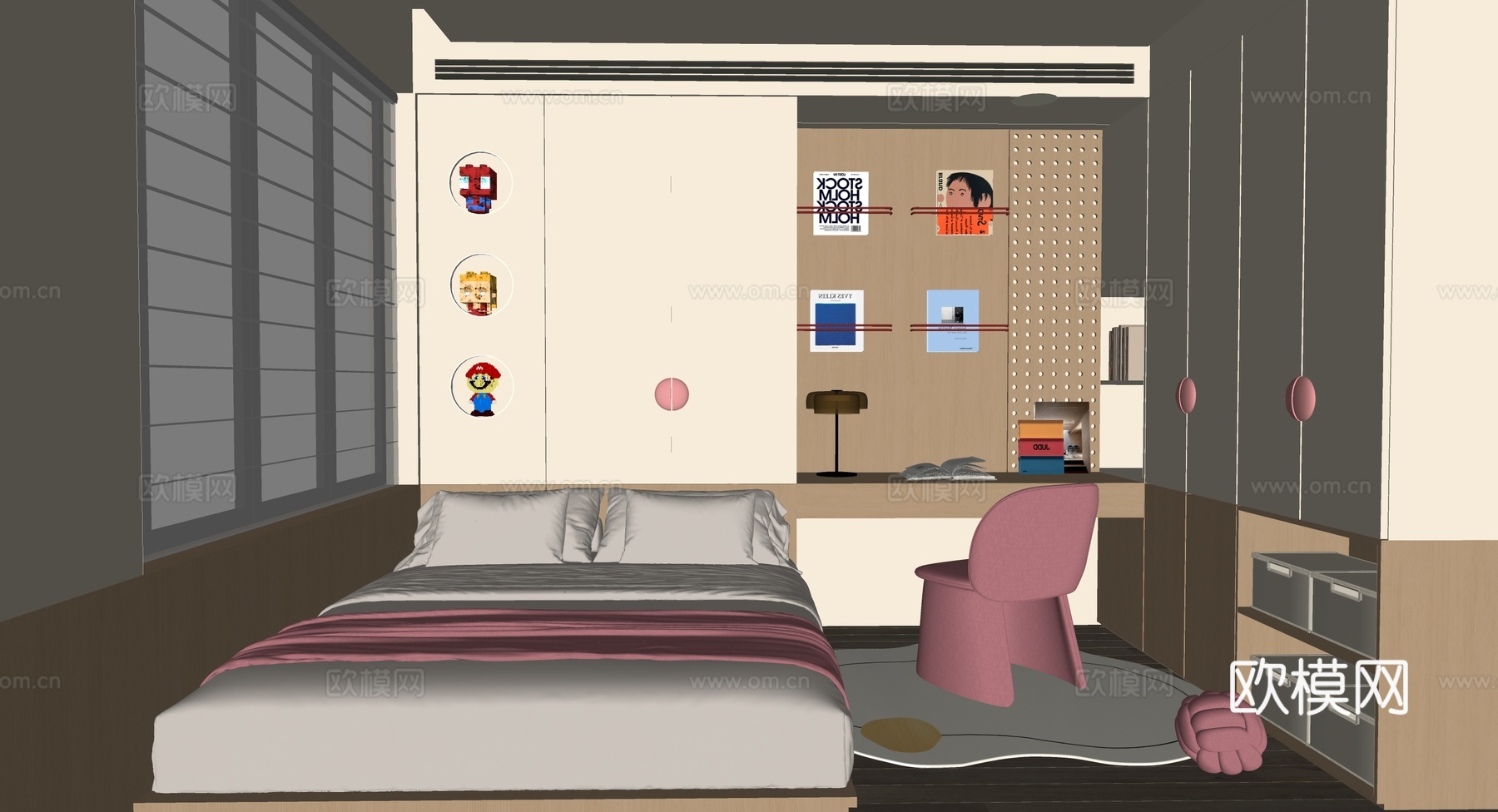 榻榻米卧室su模型