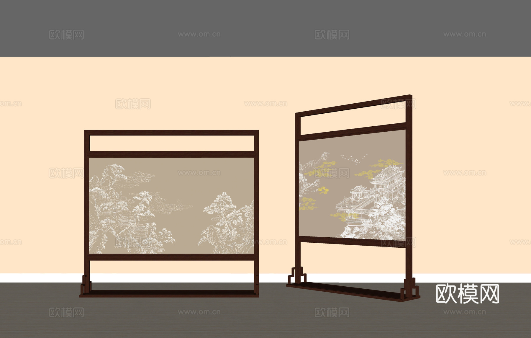 新中式屏风 隔断 木质屏风 木质隔断 复古屏风 复古隔断su模型