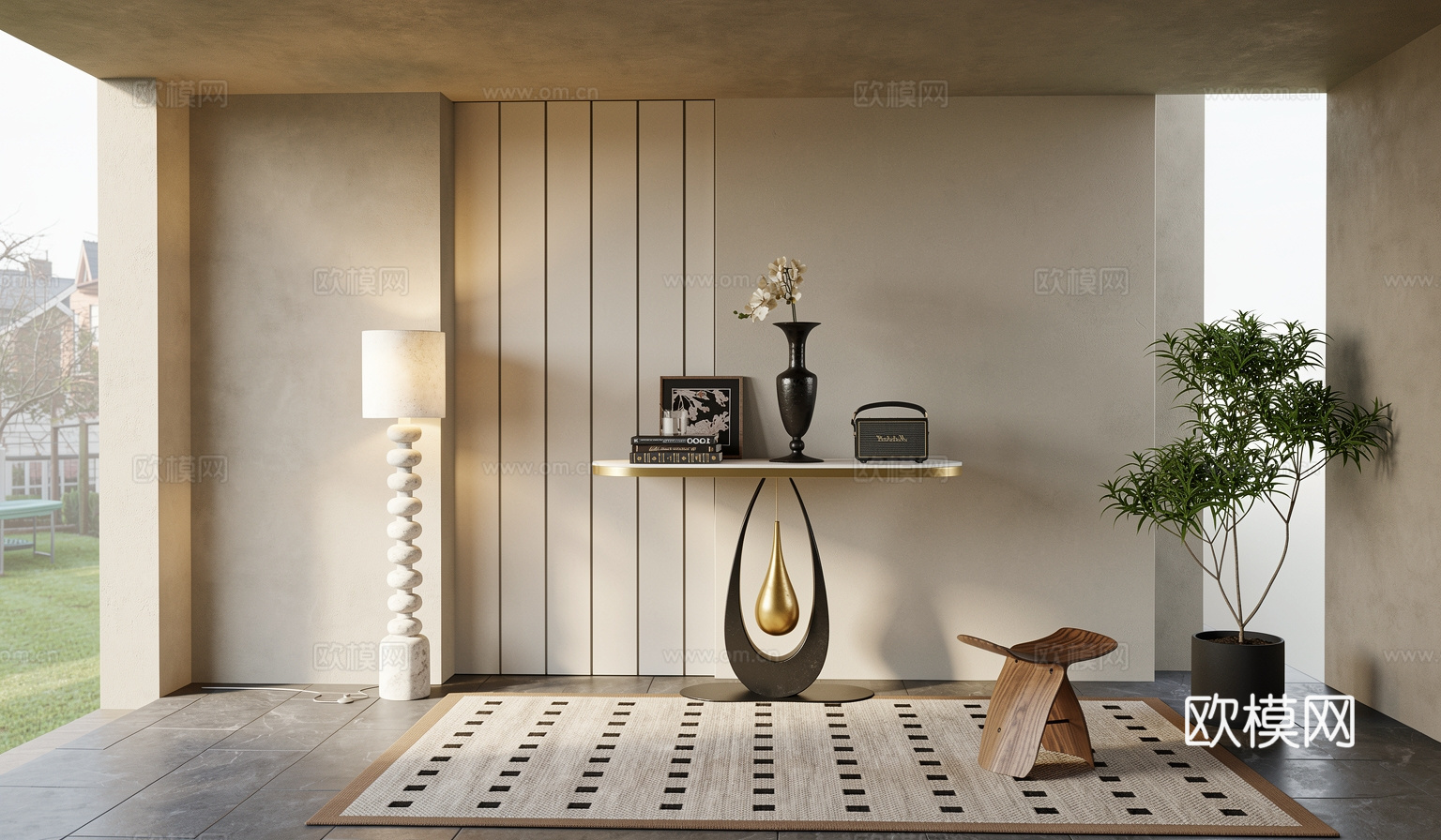 现代轻奢端景台su模型