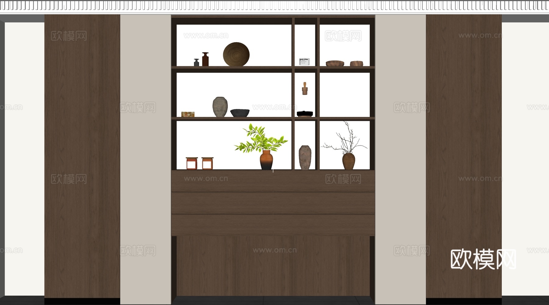 现代储物柜 书柜 背景柜 玄关柜su模型su模型