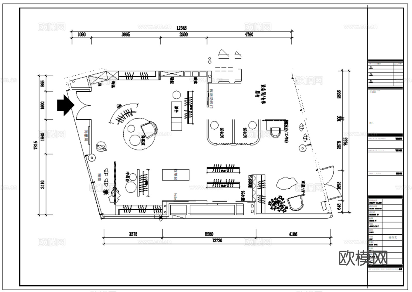 服装店 运动服装店 运动鞋包专卖店 休闲服装店 男装女装 男cad施工图