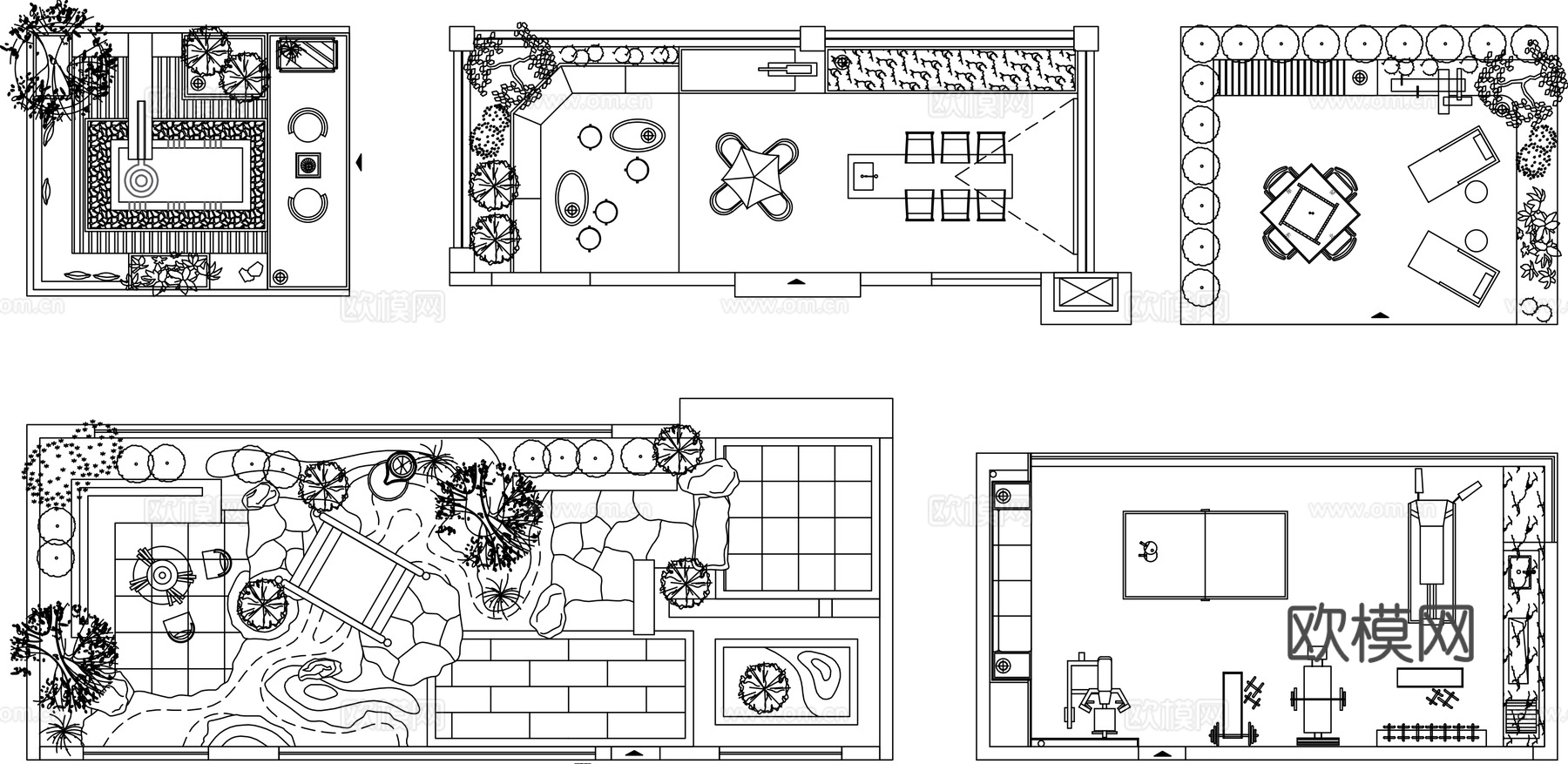 室内造景庭院造景CAD平面图cad施工图下载（渲染图2）