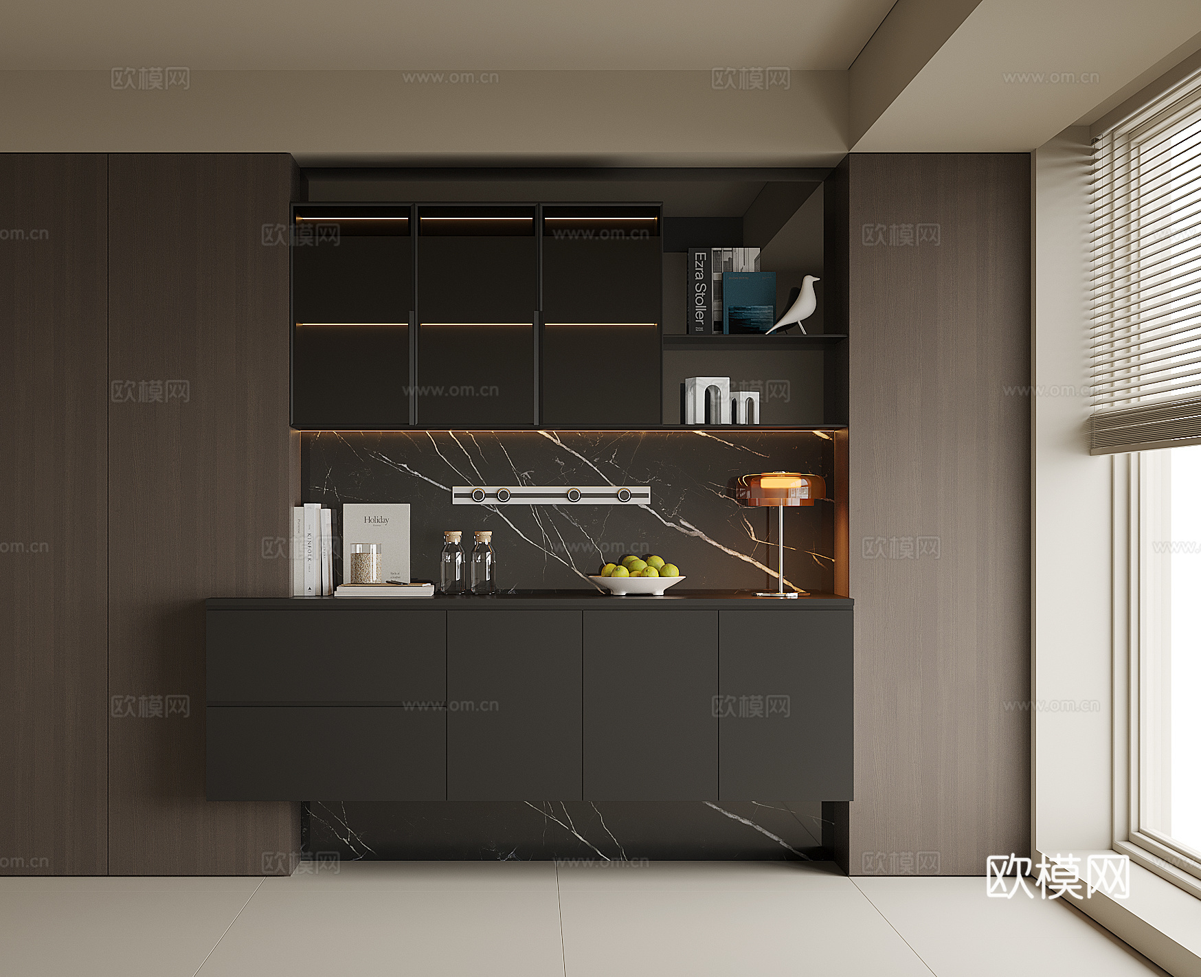 现代酒柜餐边柜3d模型