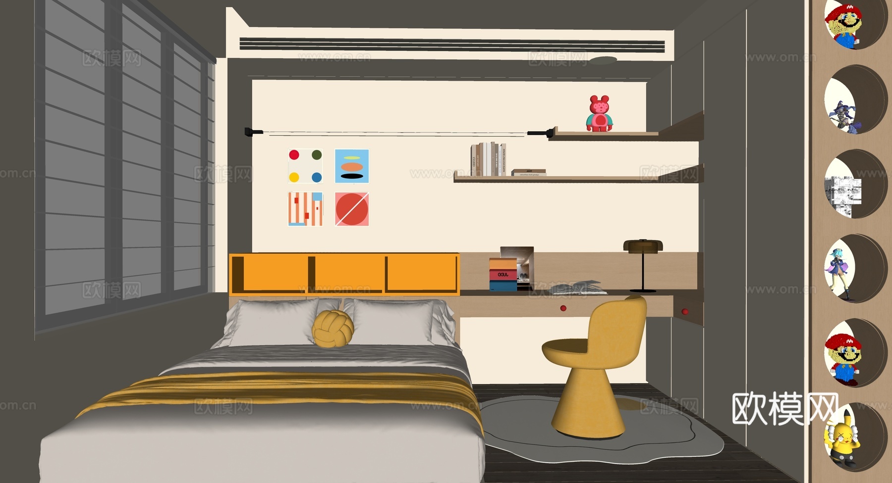 榻榻米卧室su模型