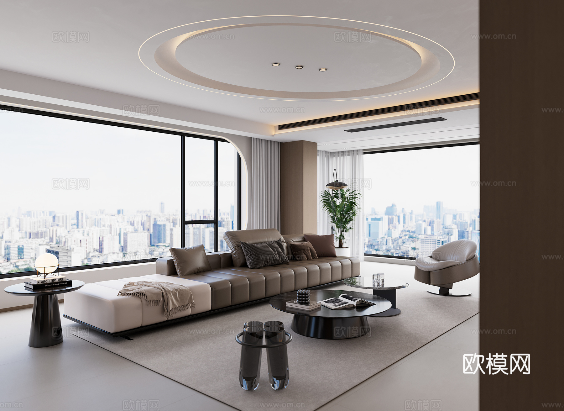 意式无主灯客厅su模型