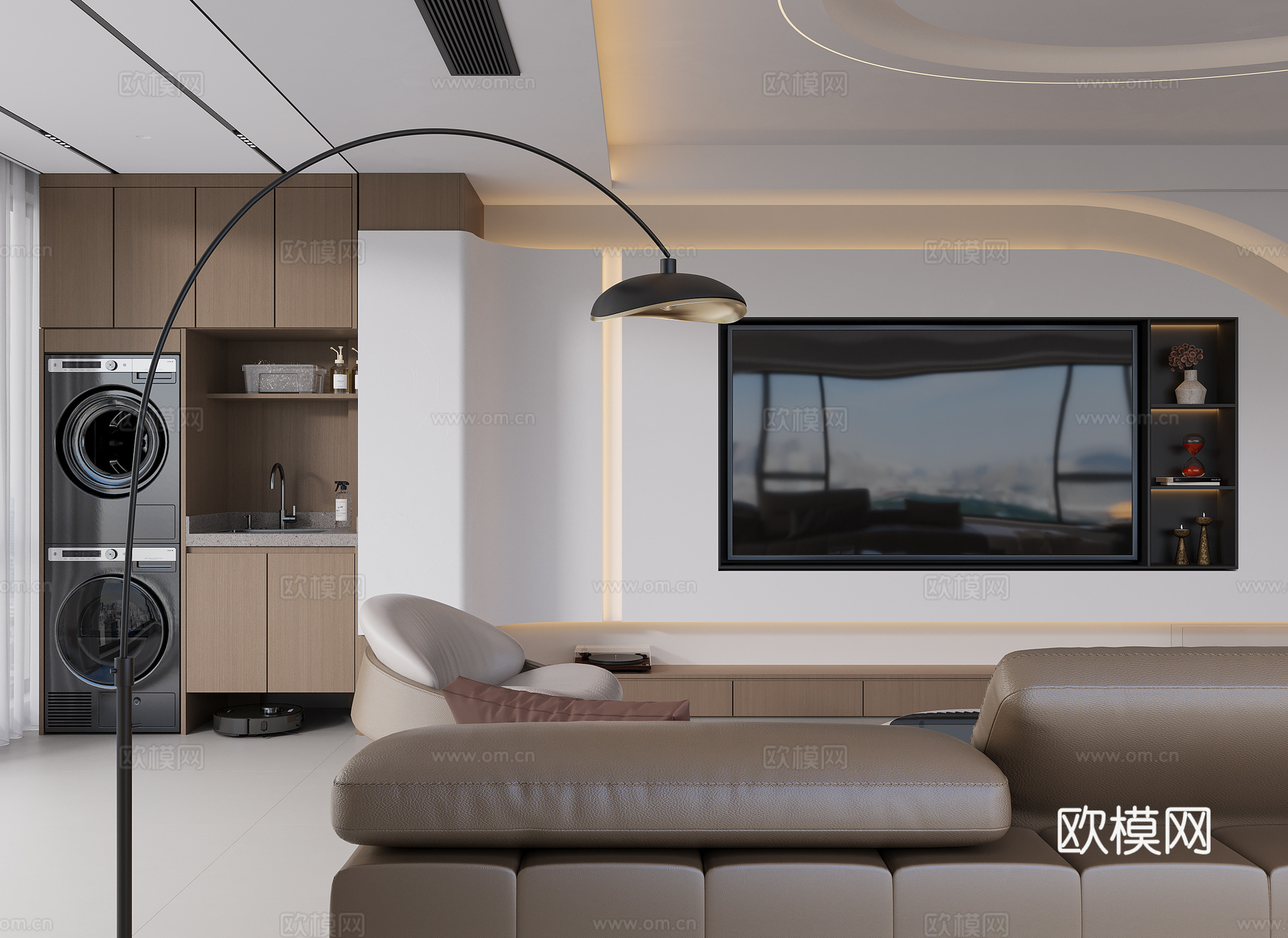 意式无主灯客厅su模型