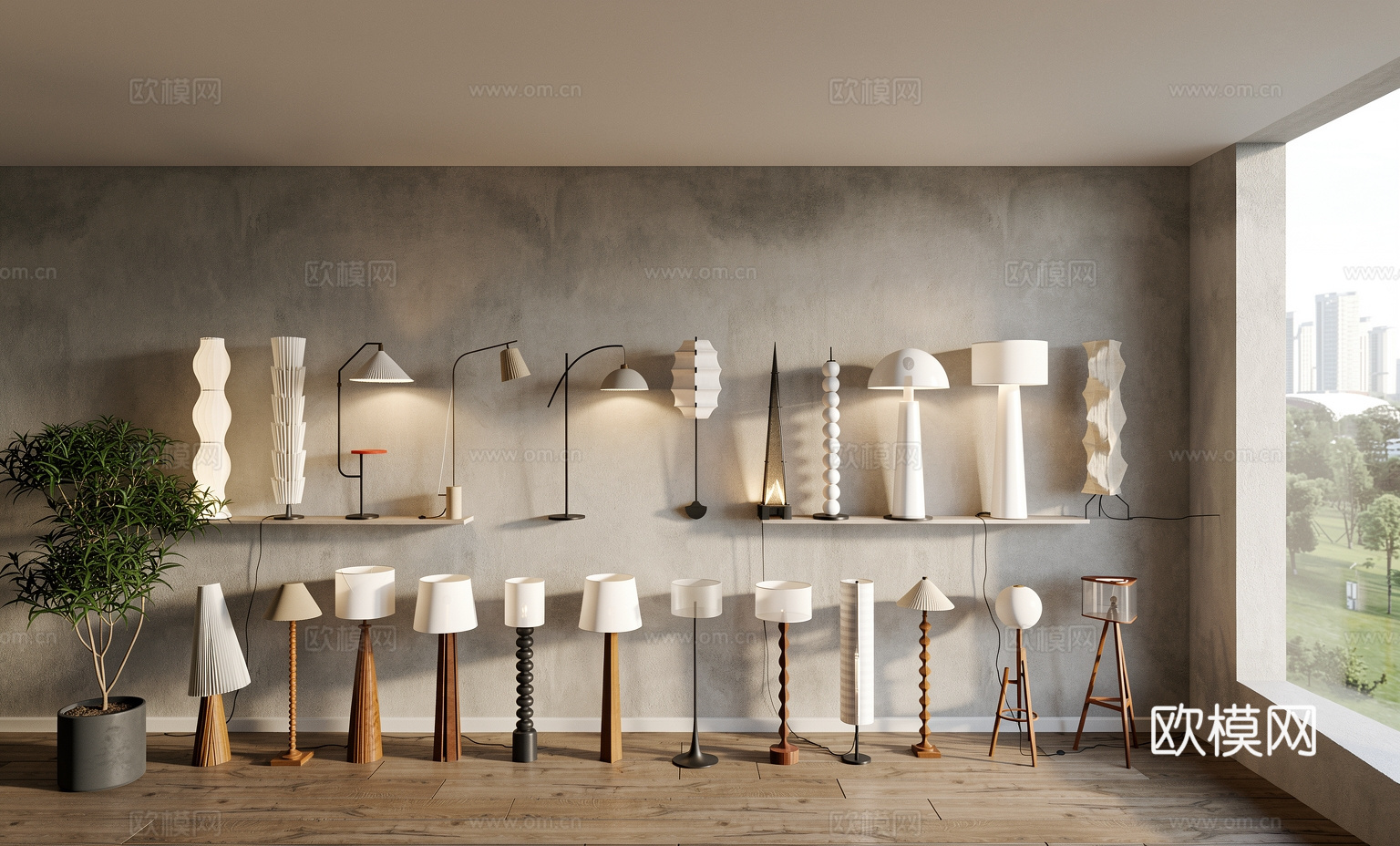 现代落地灯  北欧落地灯  原木落地灯su模型
