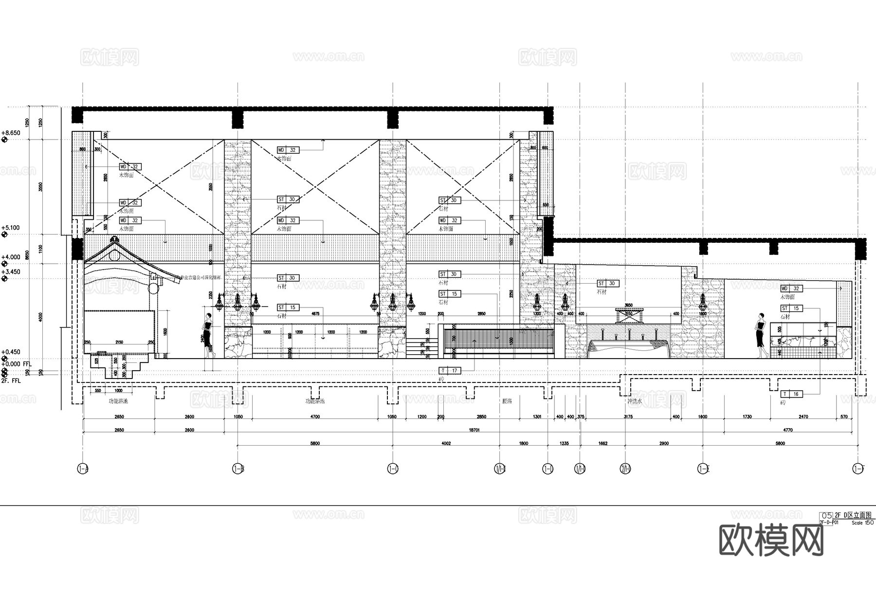 女子温泉洗浴中心施工详图   女子温泉大浴场  休闲娱乐会所cad施工图下载（渲染图6）