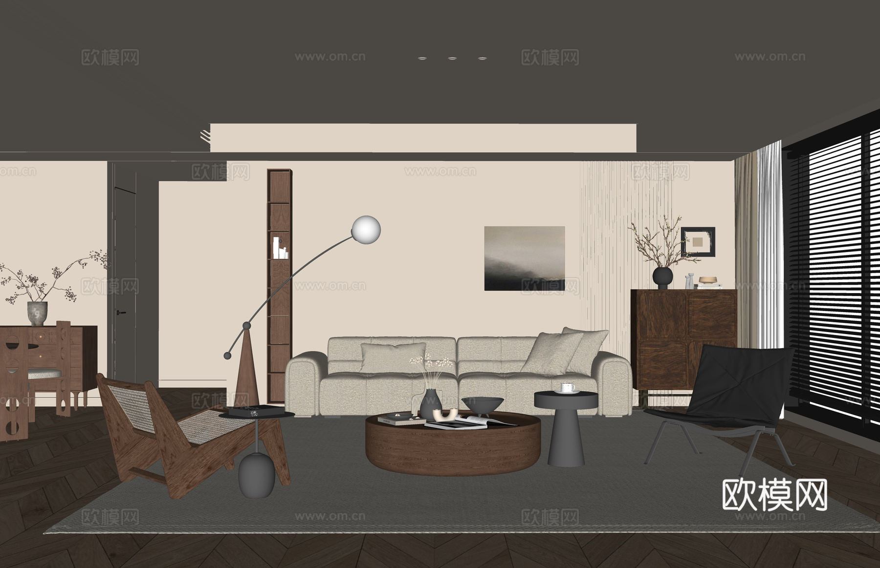 客餐厅 客厅 卫生间su模型