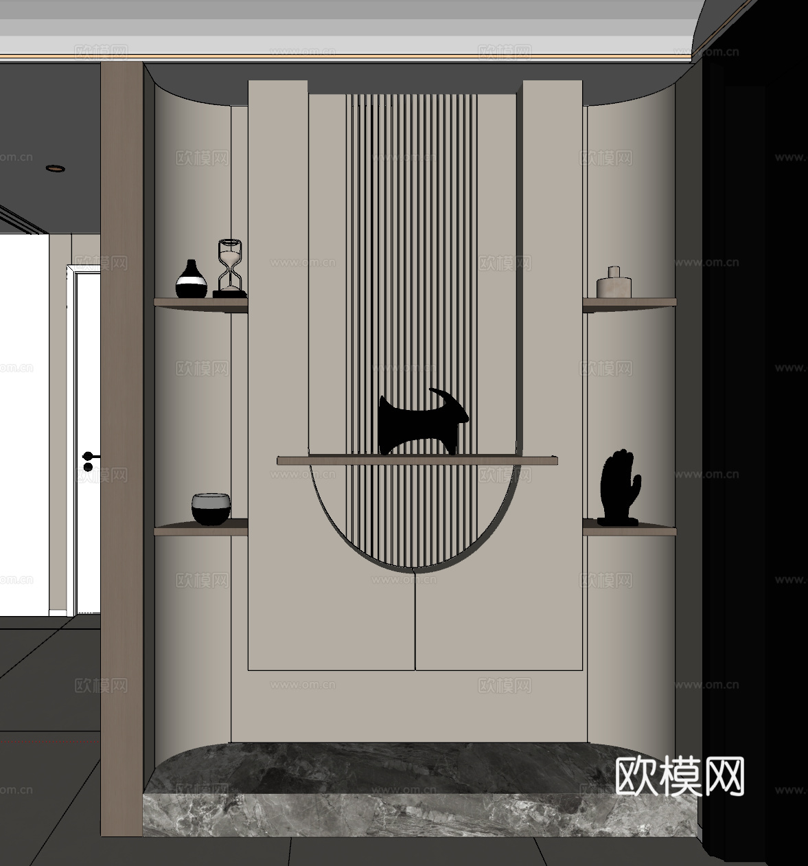 玄关背景墙su模型
