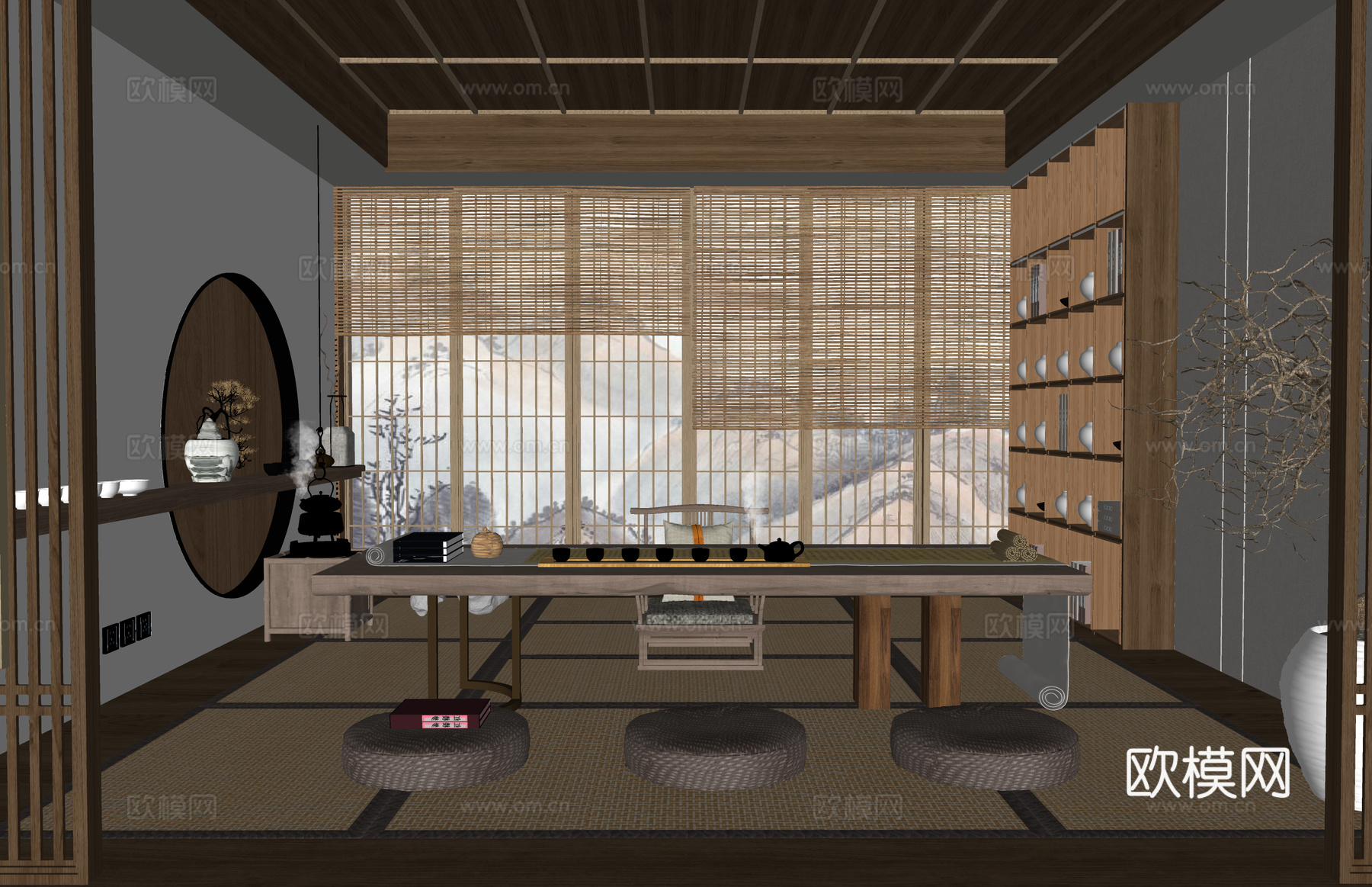 茶桌组合 餐厅 茶室 客厅 玄关su模型