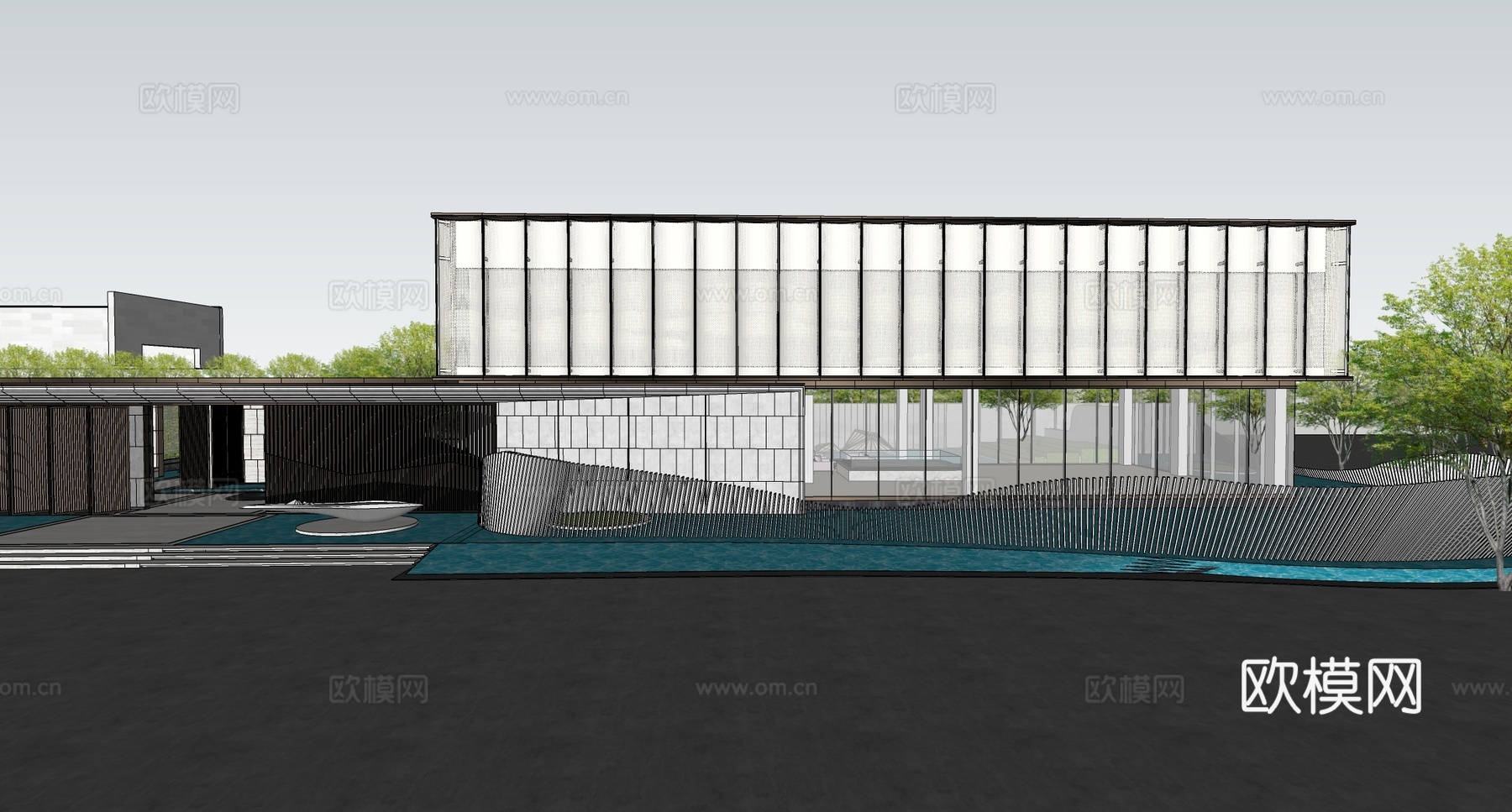 现代售楼处建筑 售楼部建筑su模型