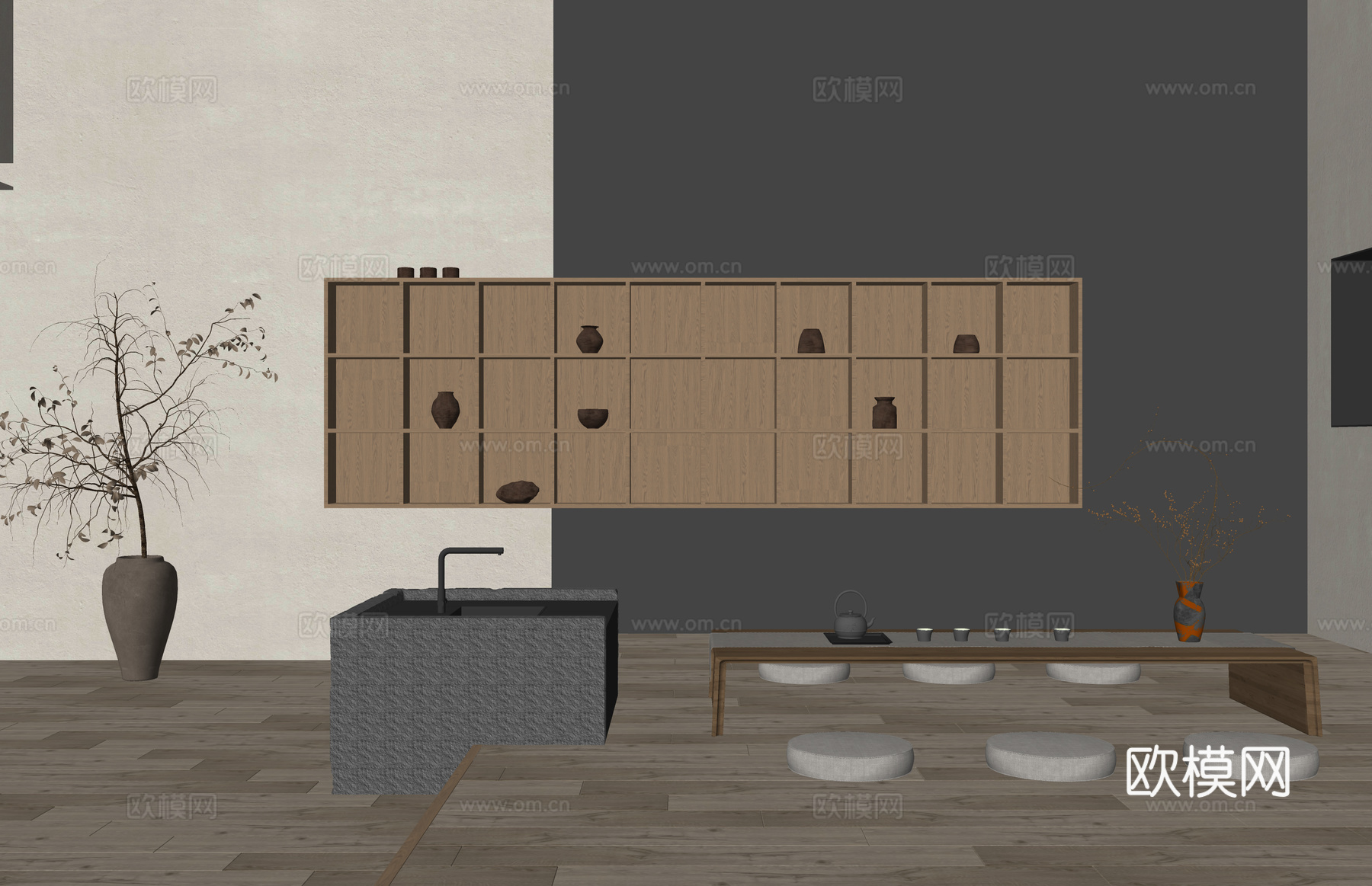 卫生间 客厅 客餐厅 茶桌椅 卧室su模型