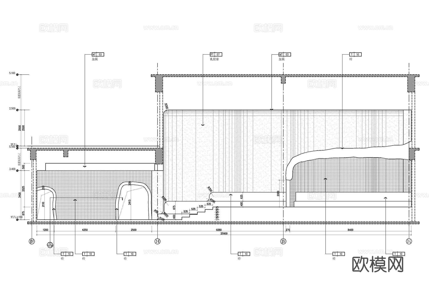 1200㎡弧形儿童游泳池全套施工图  圆形游泳馆   休闲娱cad施工图下载（渲染图7）