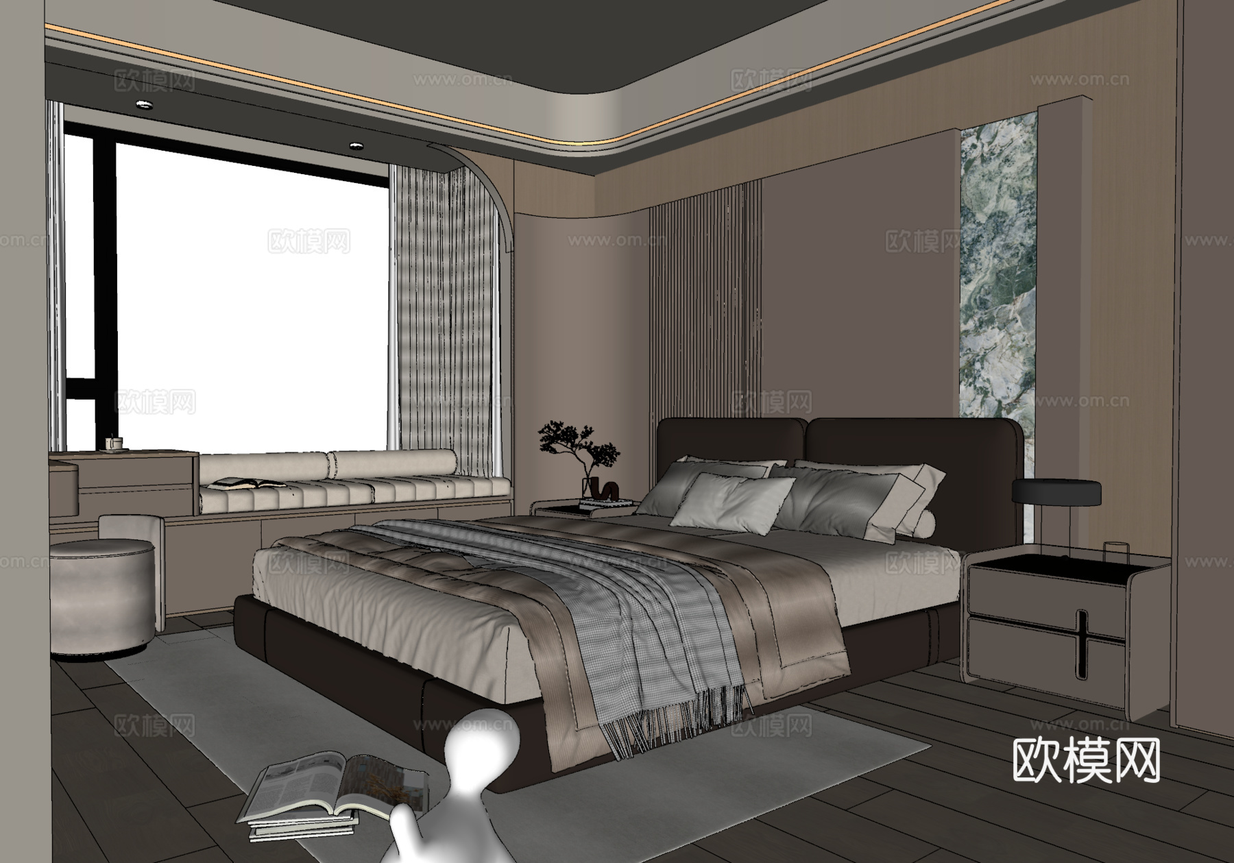 意式卧室su模型