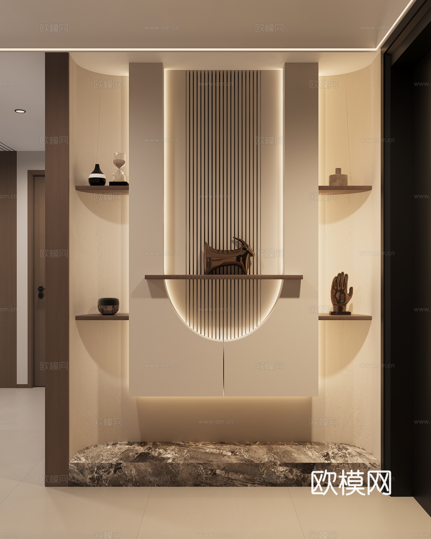 玄关背景墙su模型