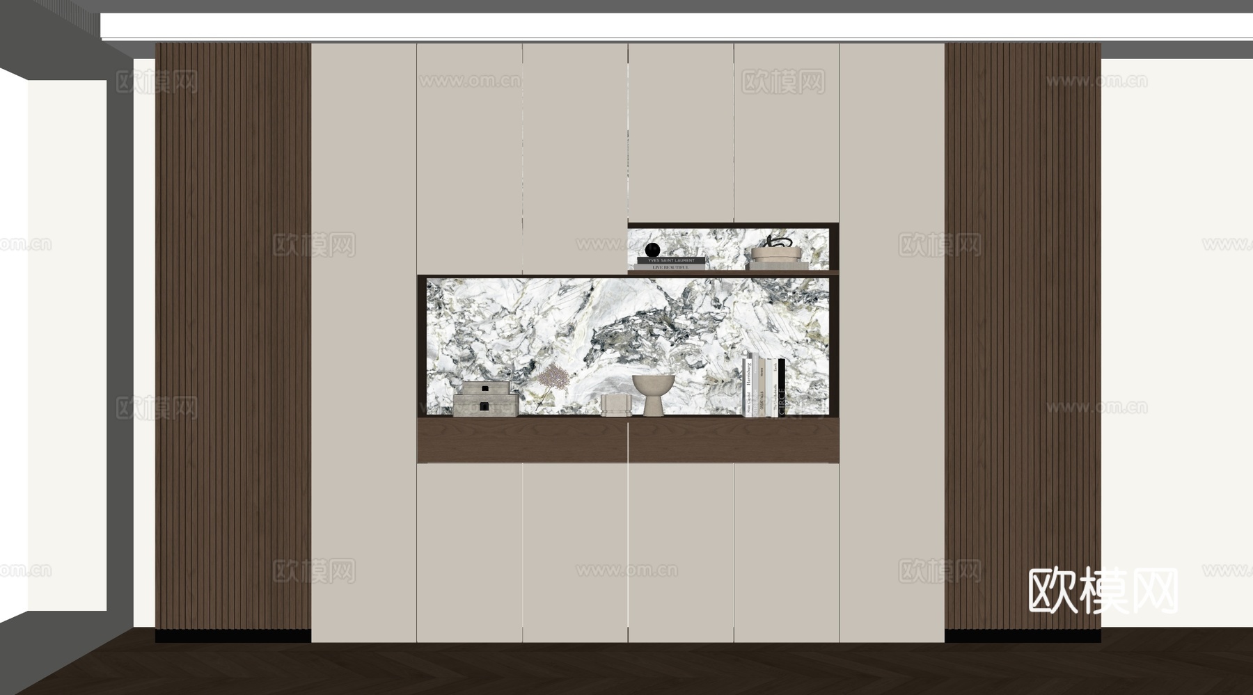 现代餐边柜 储物柜 背景柜 酒柜 装饰柜su模型