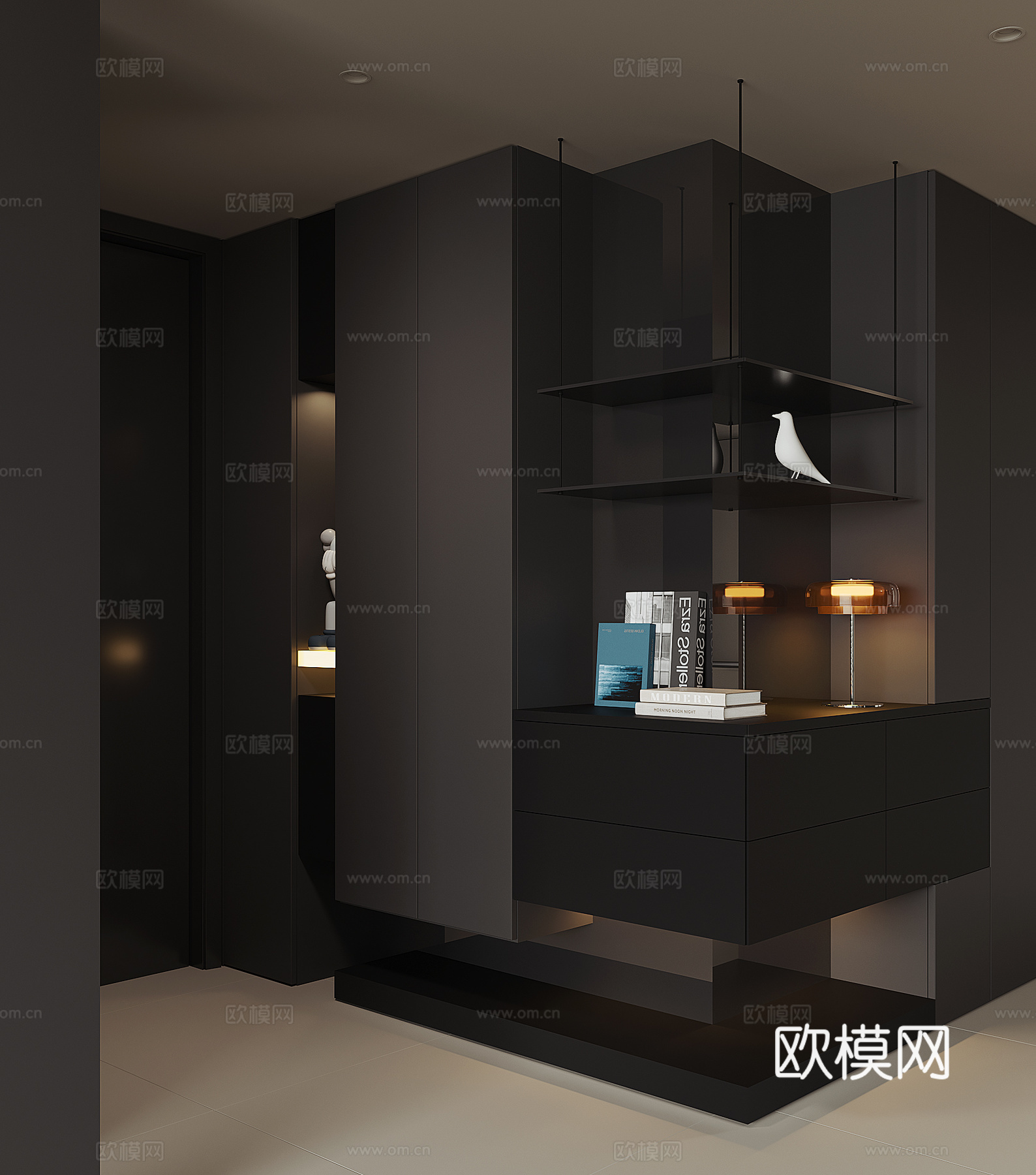 现代转角鞋柜su模型