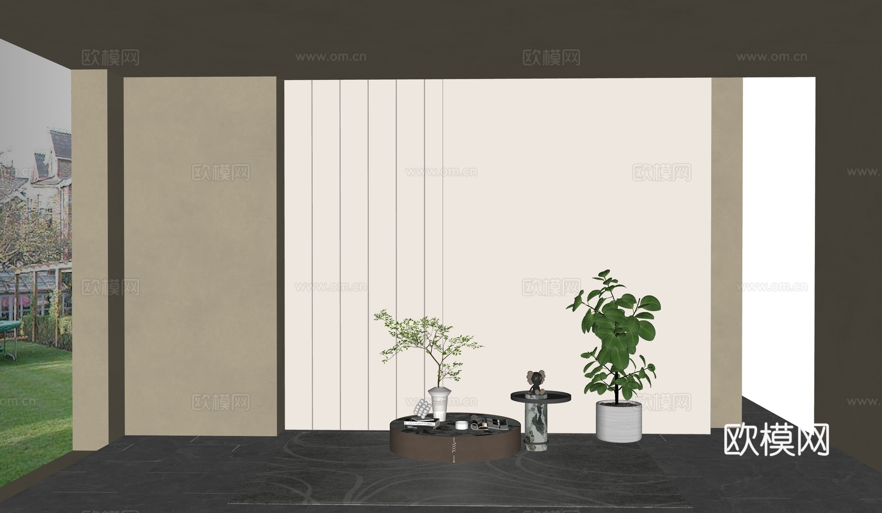 现代茶几组合su模型