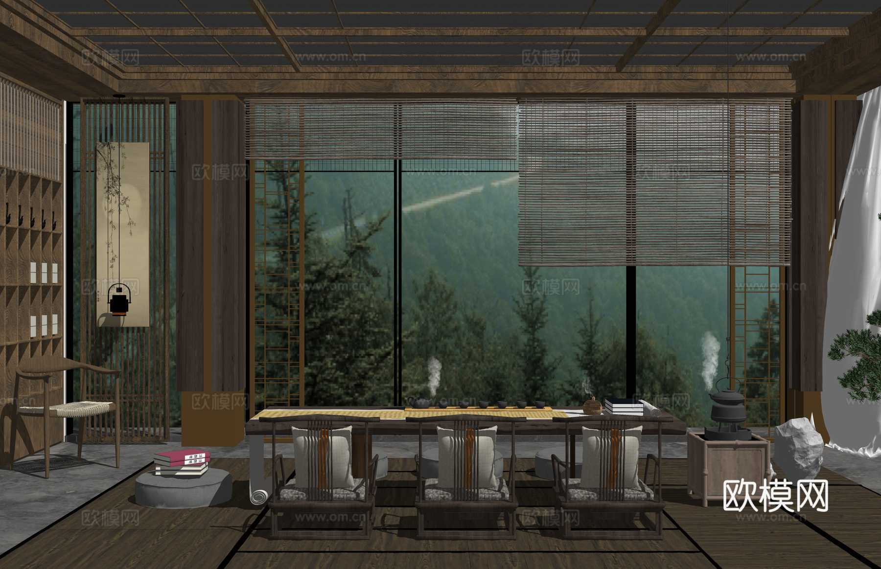 餐厅 茶桌组合 客厅 玄关 茶室su模型