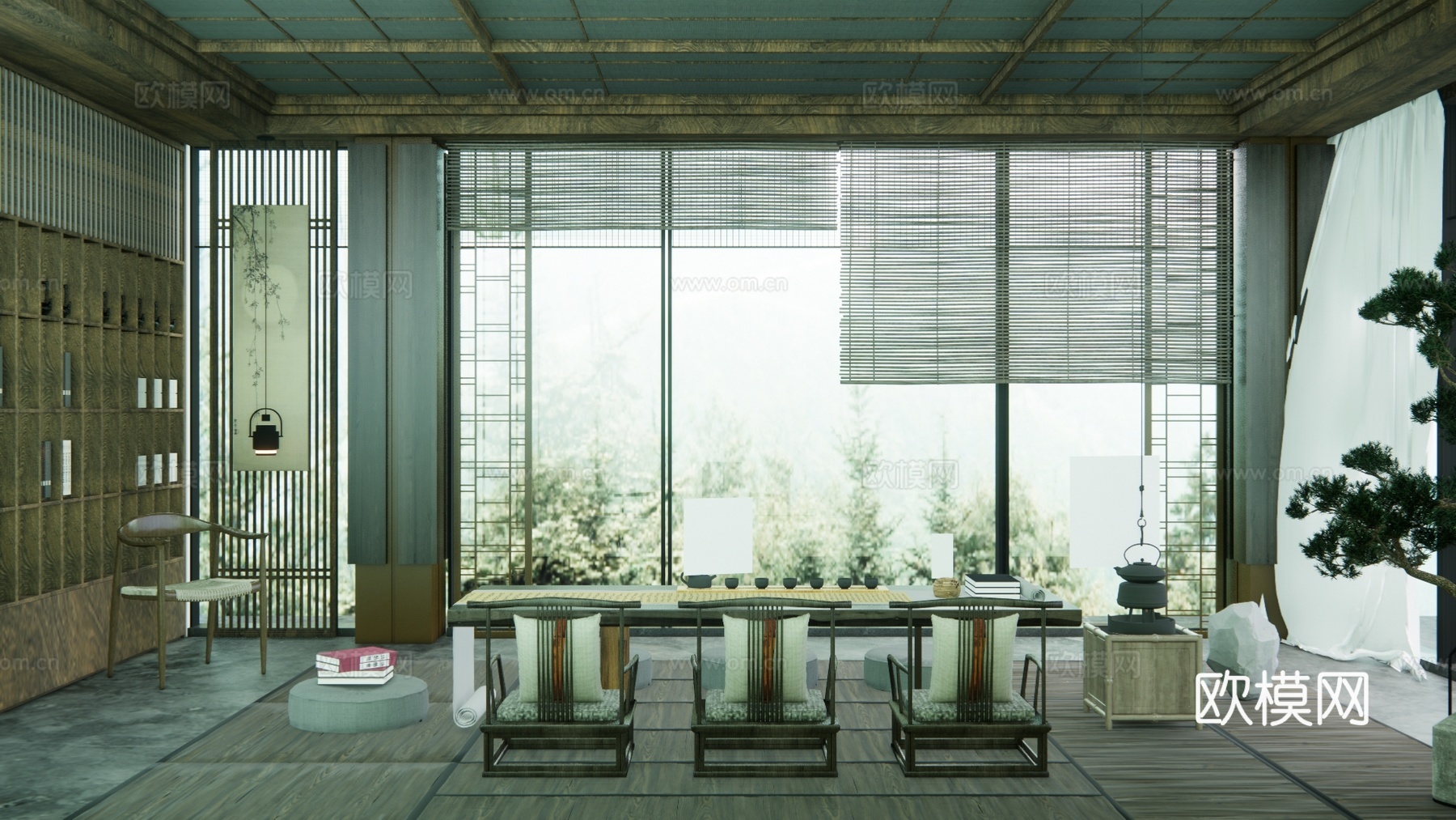 餐厅 茶桌组合 客厅 玄关 茶室su模型