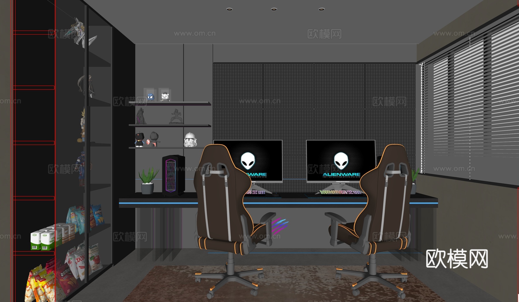 现代电竞房_电脑_显示屏su模型